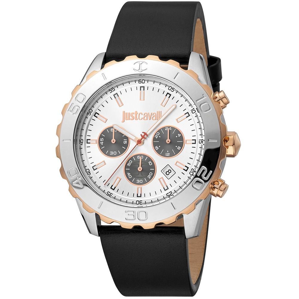 Montre bracelet Just Cavalli en cuir noir