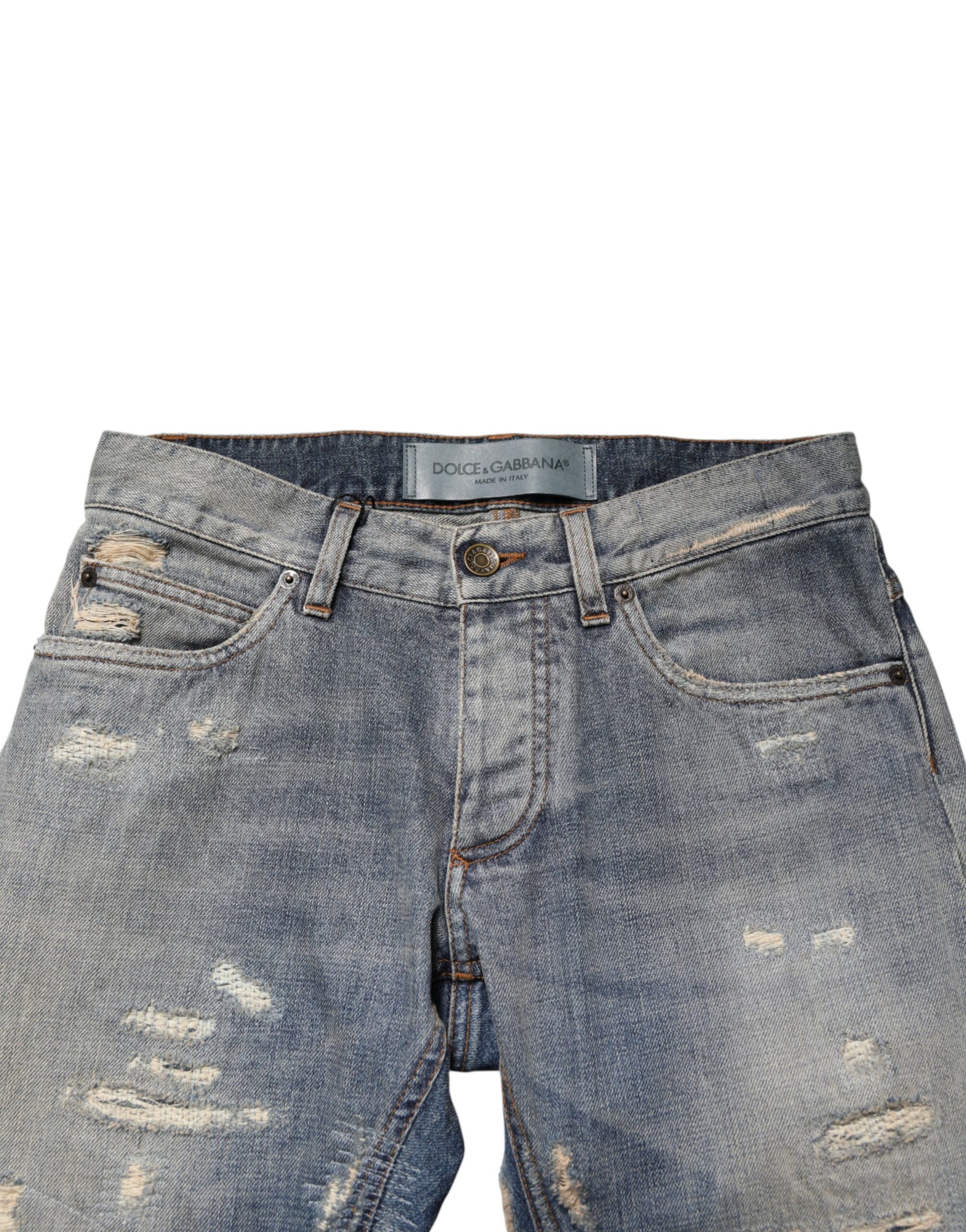 Jean slim déchiré bleu pour homme Dolce & Gabbana