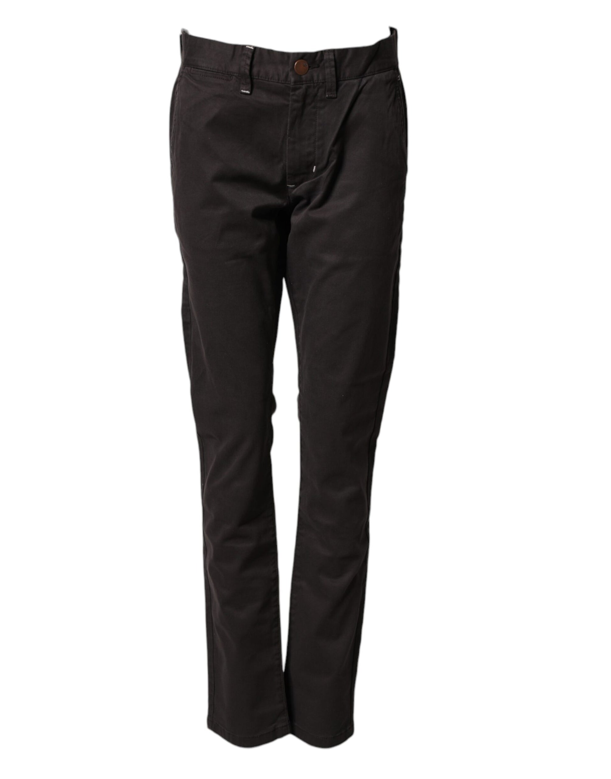 Pantalon droit Sun68 marron foncé en coton stretch taille mi-haute