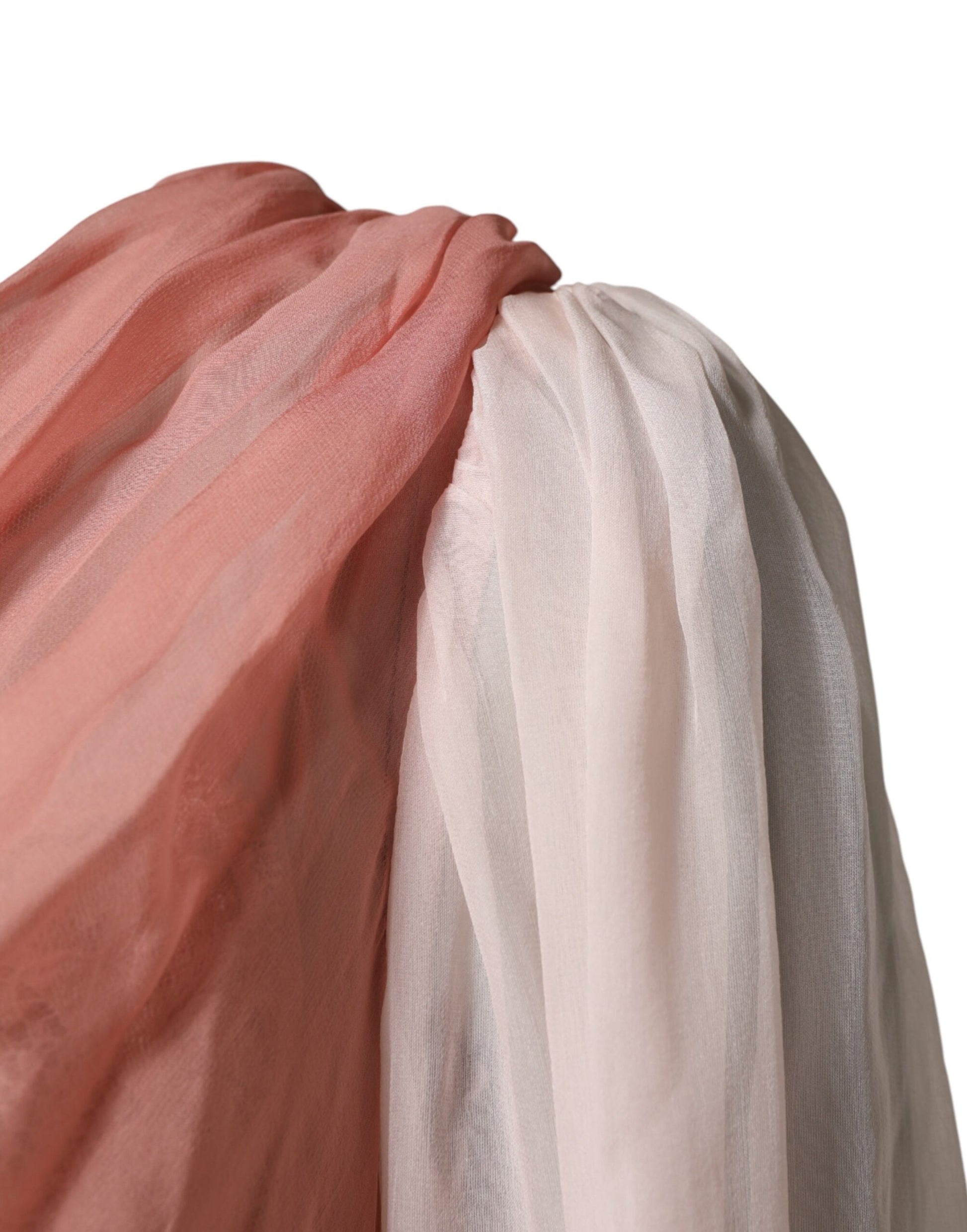 Robe longue Dolce & Gabbana en tulle de soie rose à manches longues et col en V