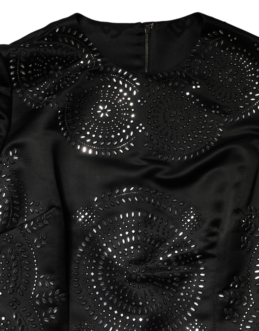 Dolce & Gabbana Schwarzes, verziertes, kurzärmliges Etuikleid