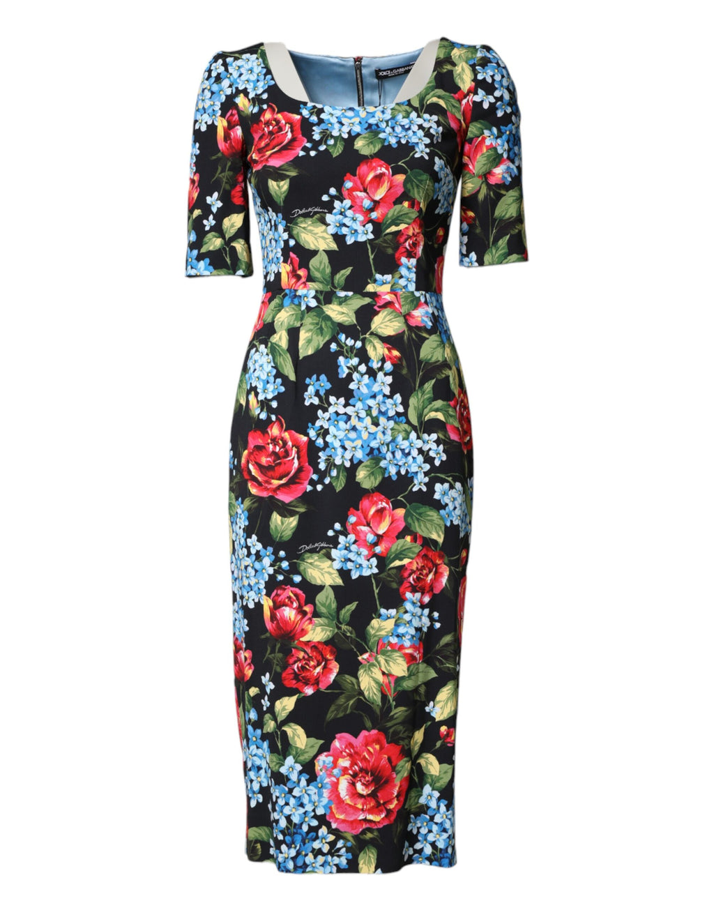 Robe fourreau midi Dolce & Gabbana en viscose noire à imprimé floral