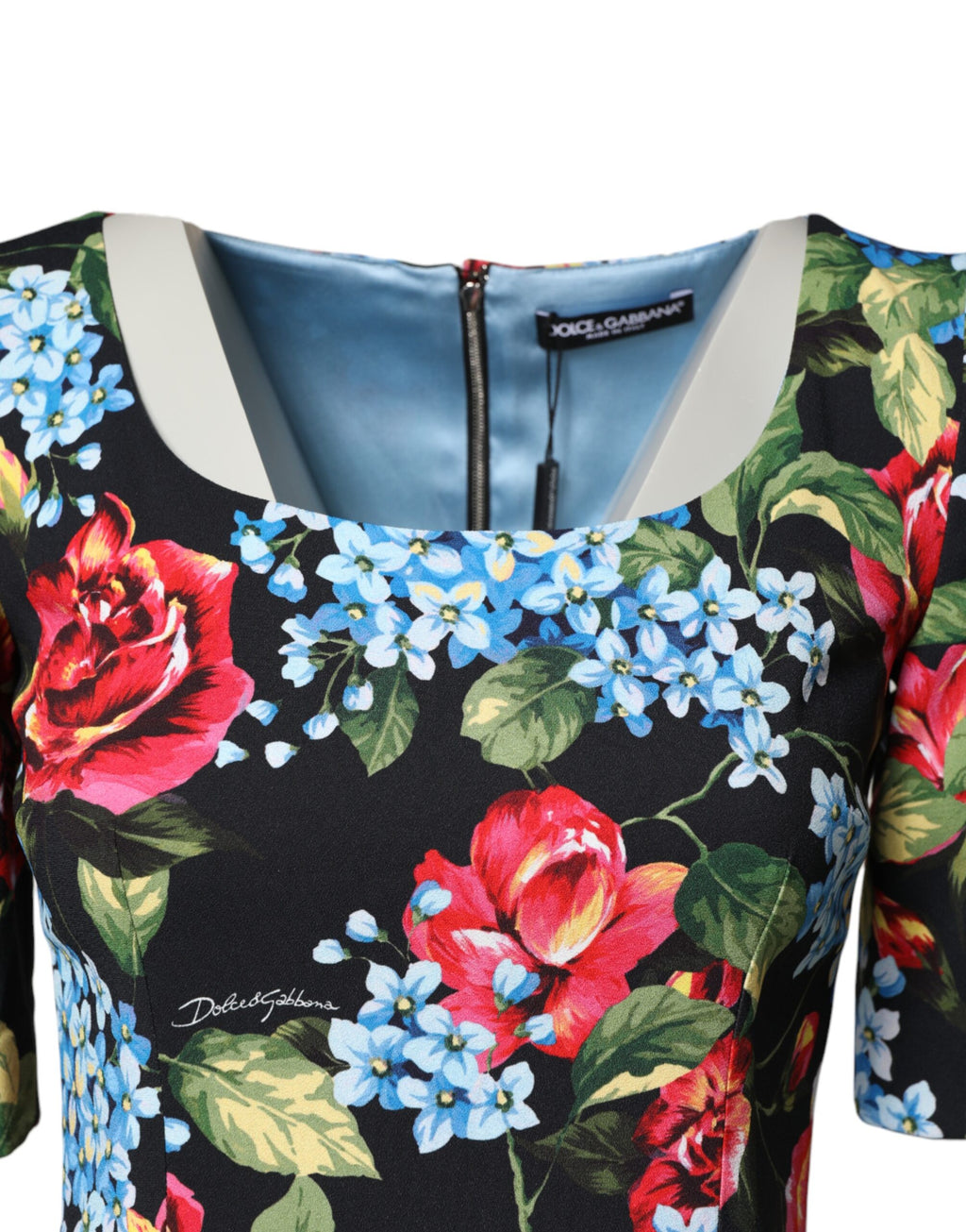 Robe fourreau midi Dolce & Gabbana en viscose noire à imprimé floral