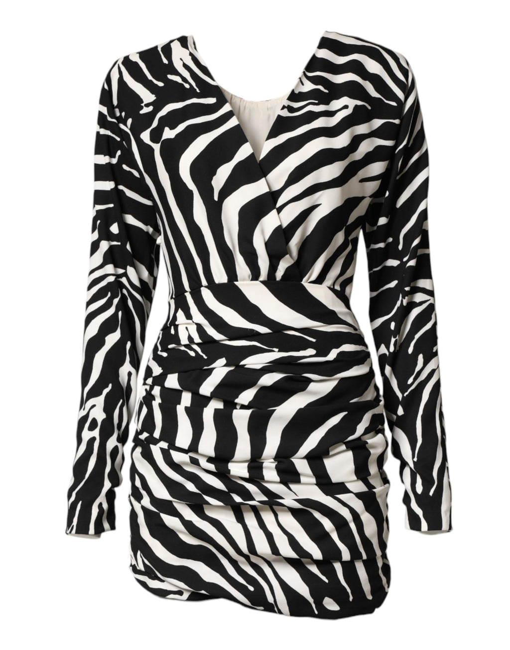 Robe fourreau mini en soie zébrée noire et blanche Dolce & Gabbana