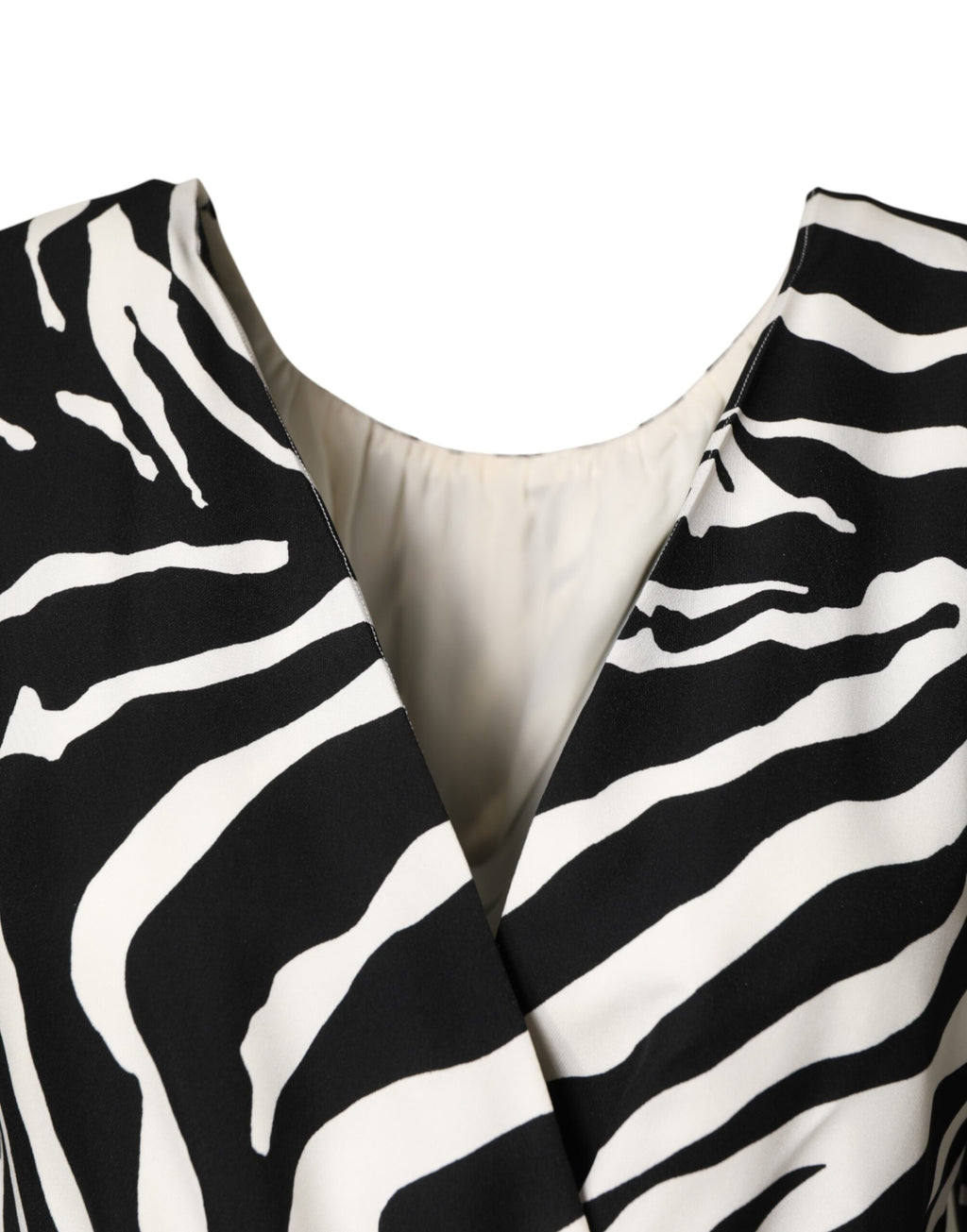 Robe fourreau mini en soie zébrée noire et blanche Dolce & Gabbana