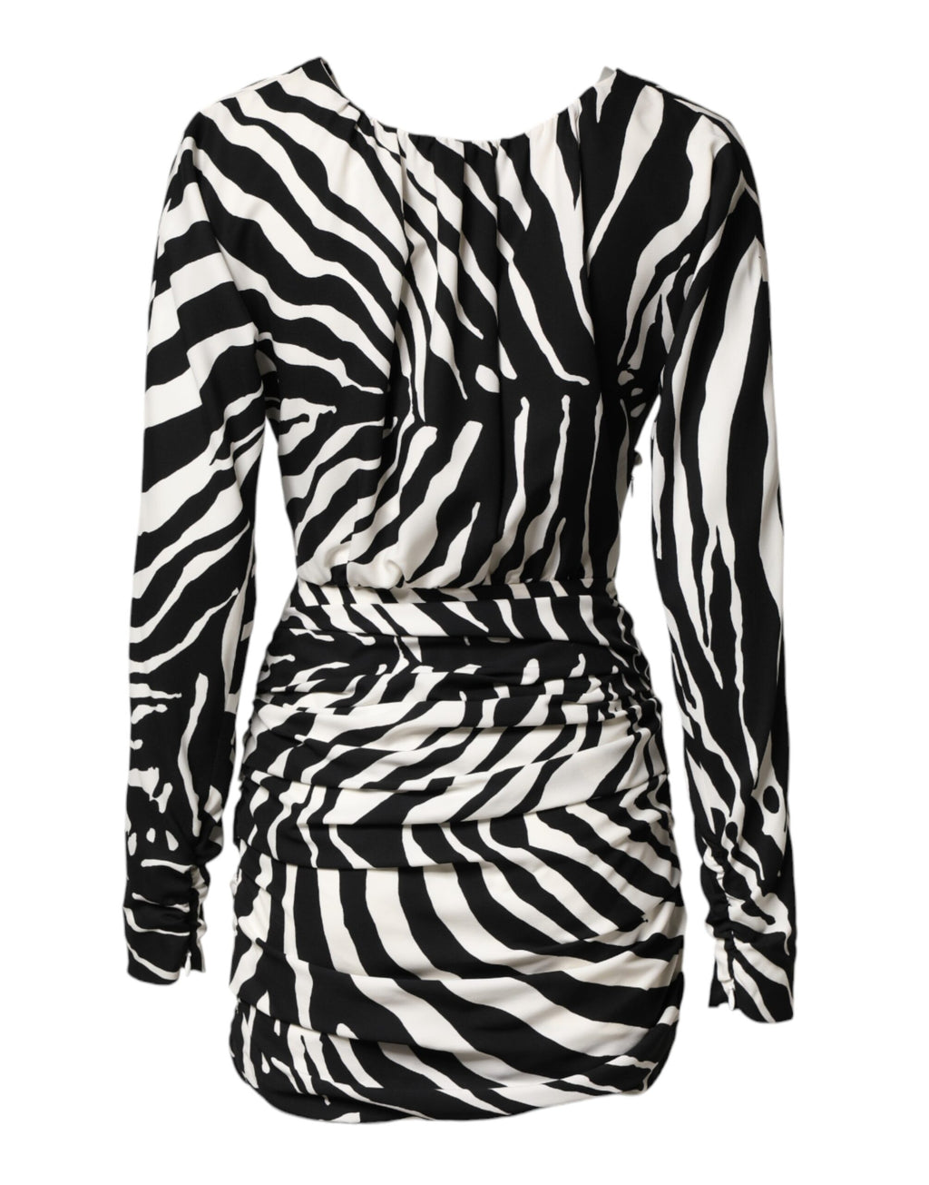 Robe fourreau mini en soie zébrée noire et blanche Dolce & Gabbana