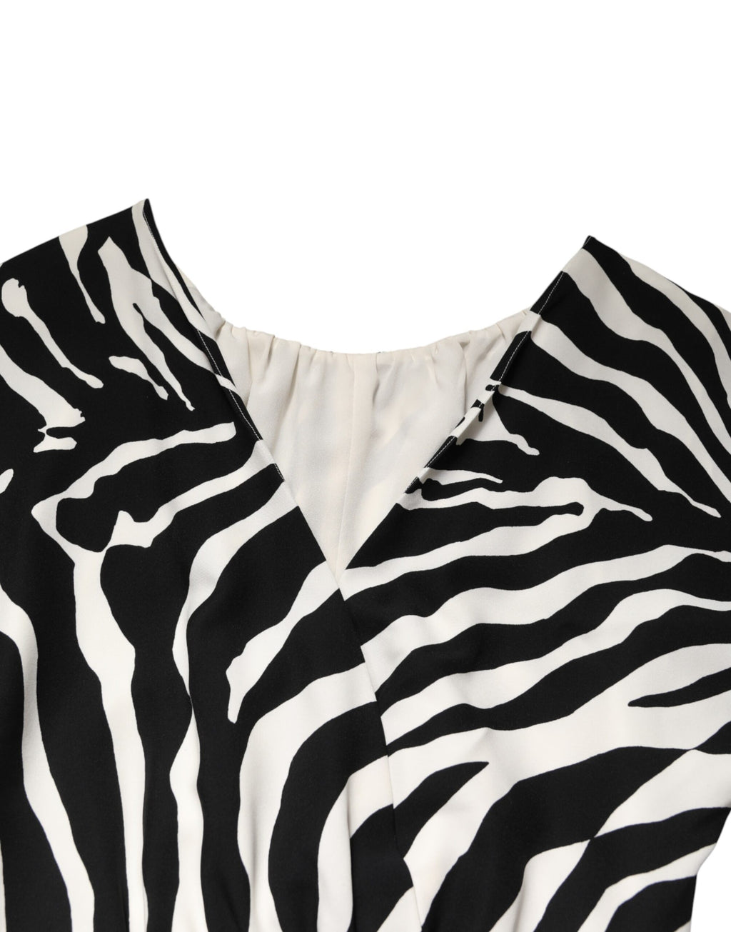 Robe fourreau mini en soie zébrée noire et blanche Dolce & Gabbana