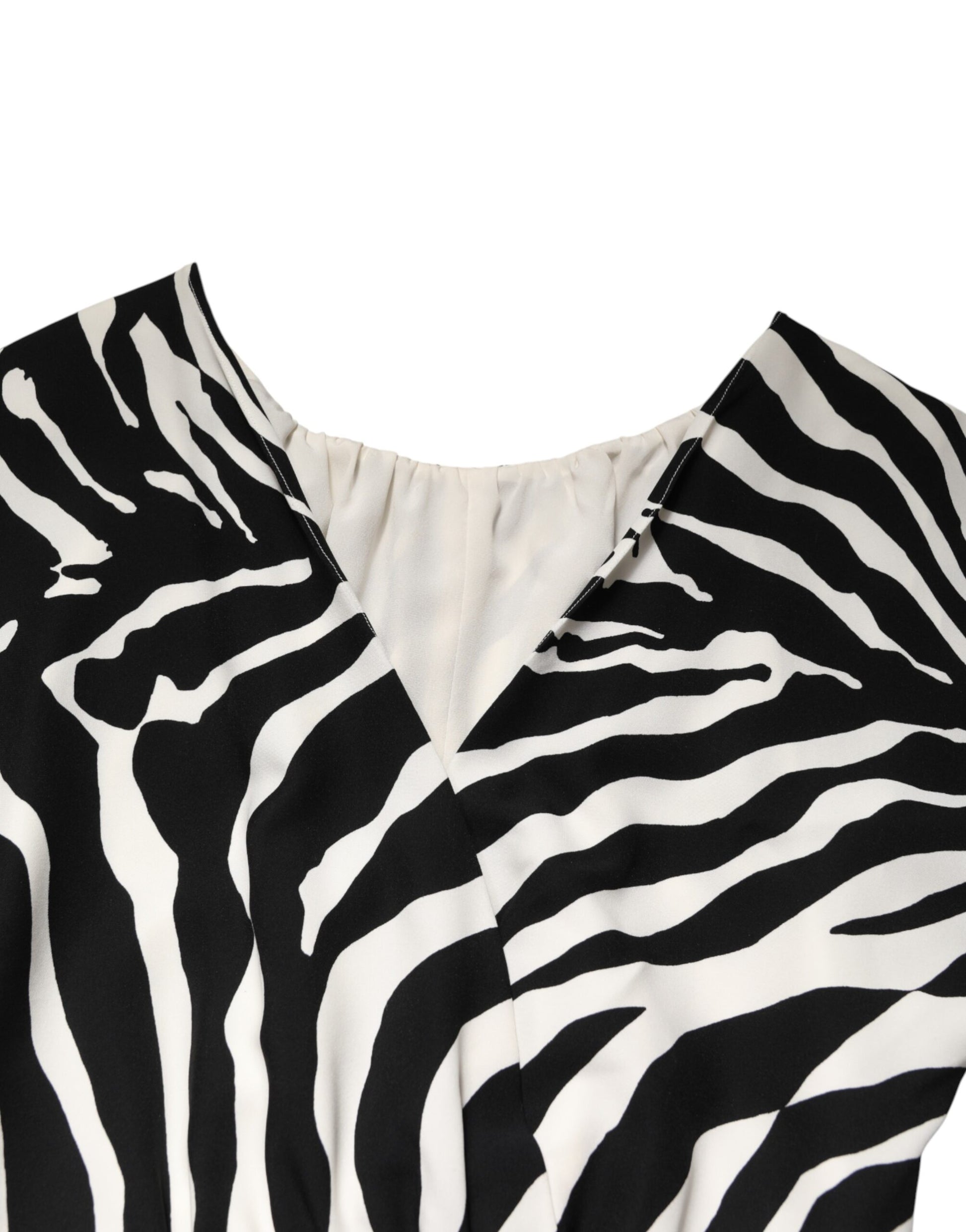 Robe fourreau mini en soie zébrée noire et blanche Dolce & Gabbana