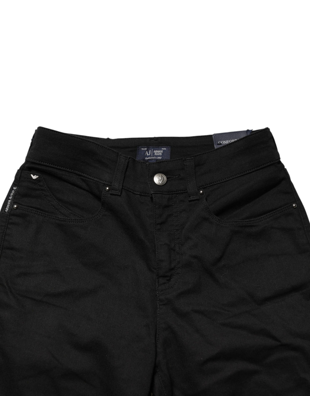Jean skinny en jean stretch de coton noir taille mi-haute Armani Jeans
