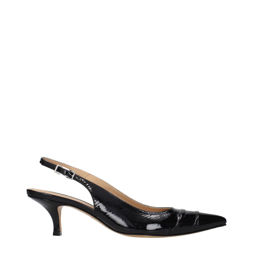 Maison Margiela Black Leather Mid Heel Pumps