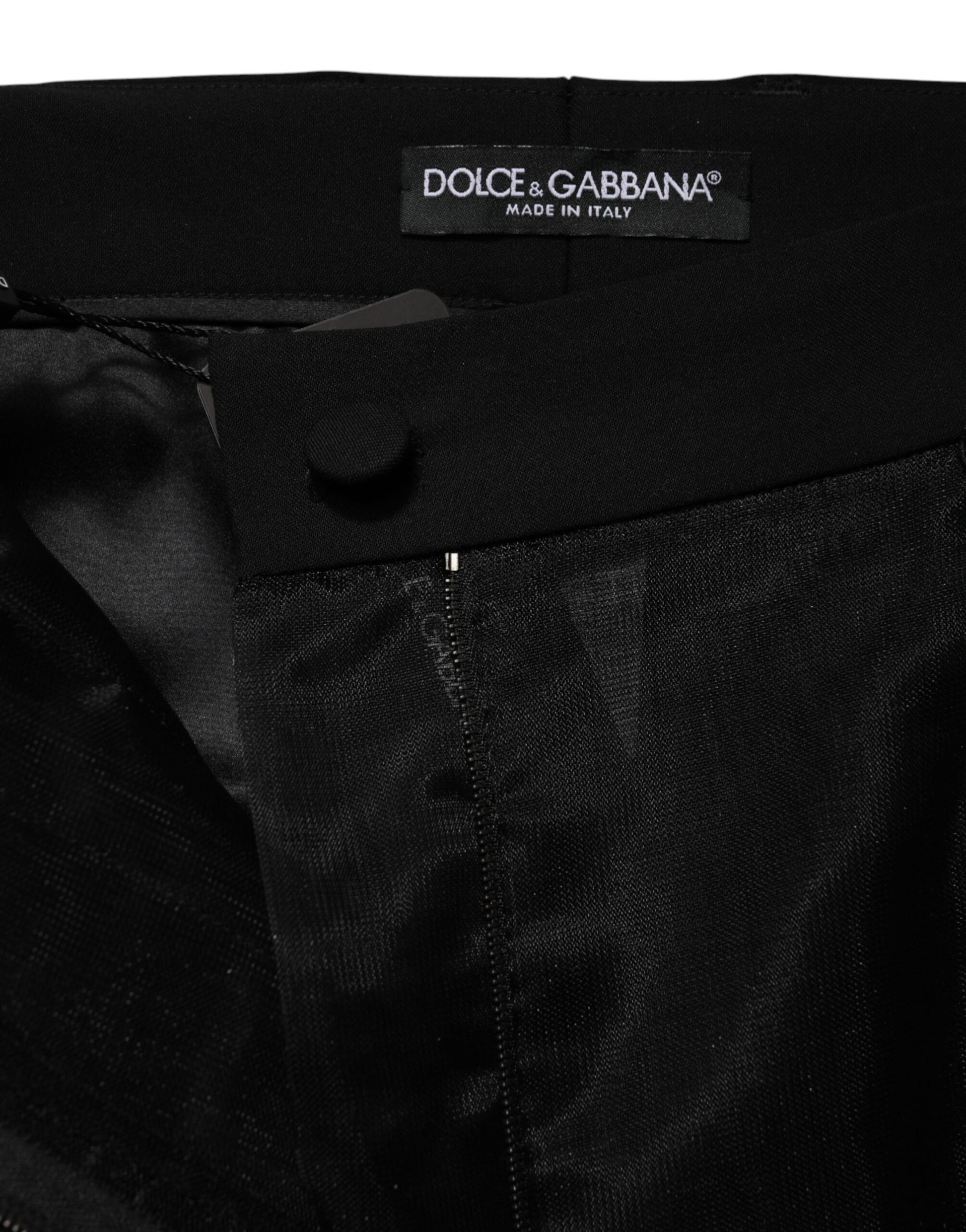 Pantalon Dolce & Gabbana noir taille haute en tulle et laine