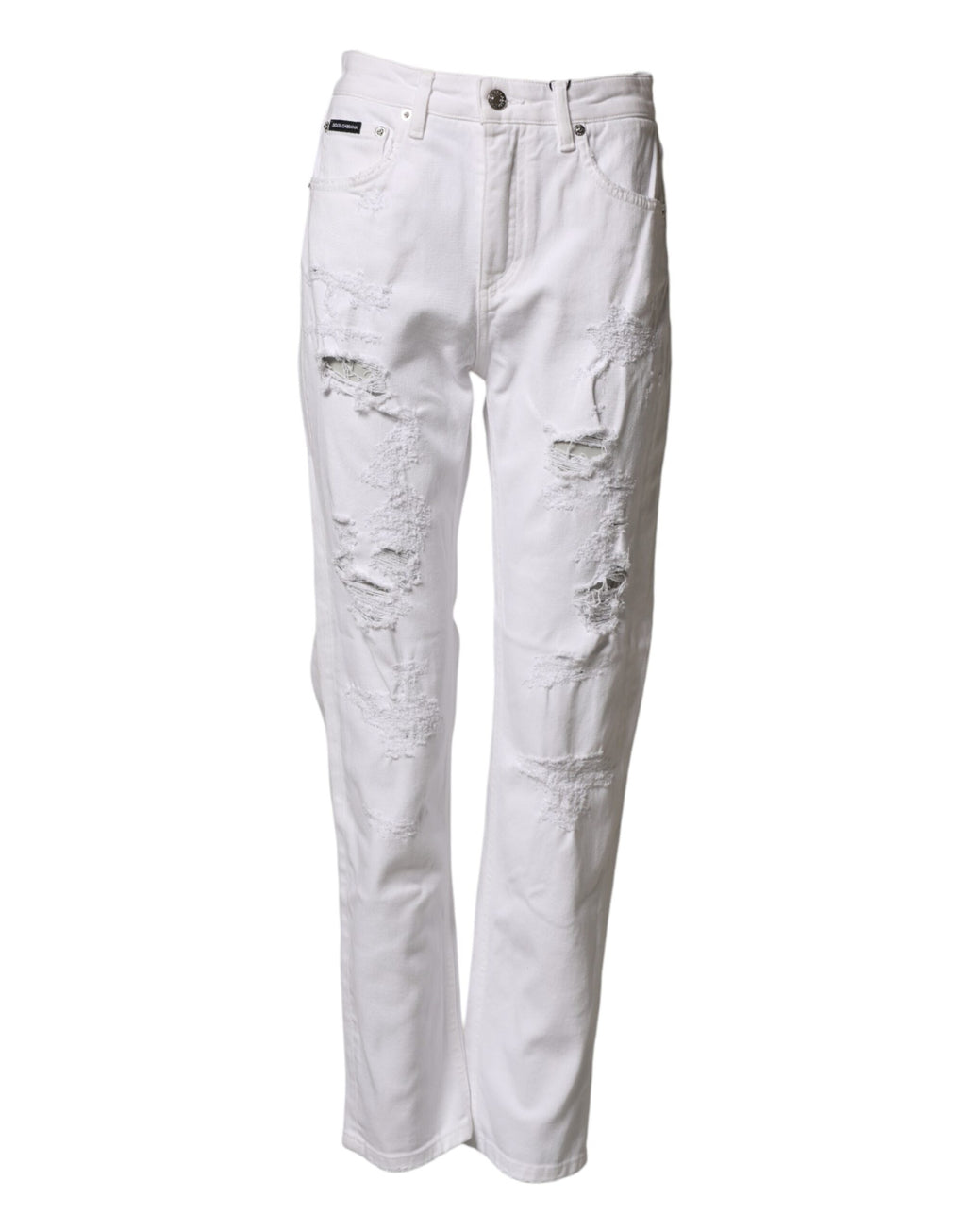 Jean en denim BOYFRIEND en coton blanc vieilli Dolce & Gabbana