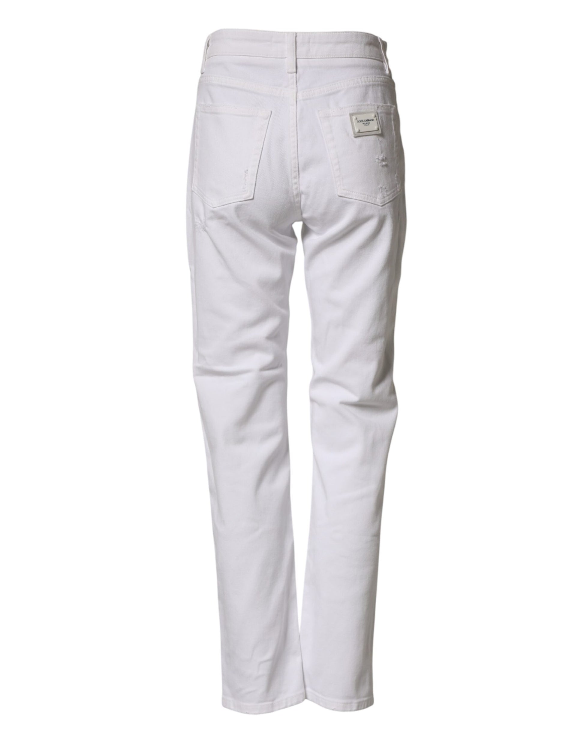 Jean en denim BOYFRIEND en coton blanc vieilli Dolce & Gabbana