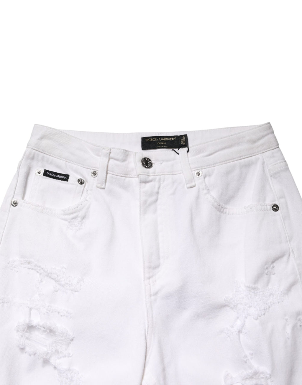 Jean en denim BOYFRIEND en coton blanc vieilli Dolce & Gabbana