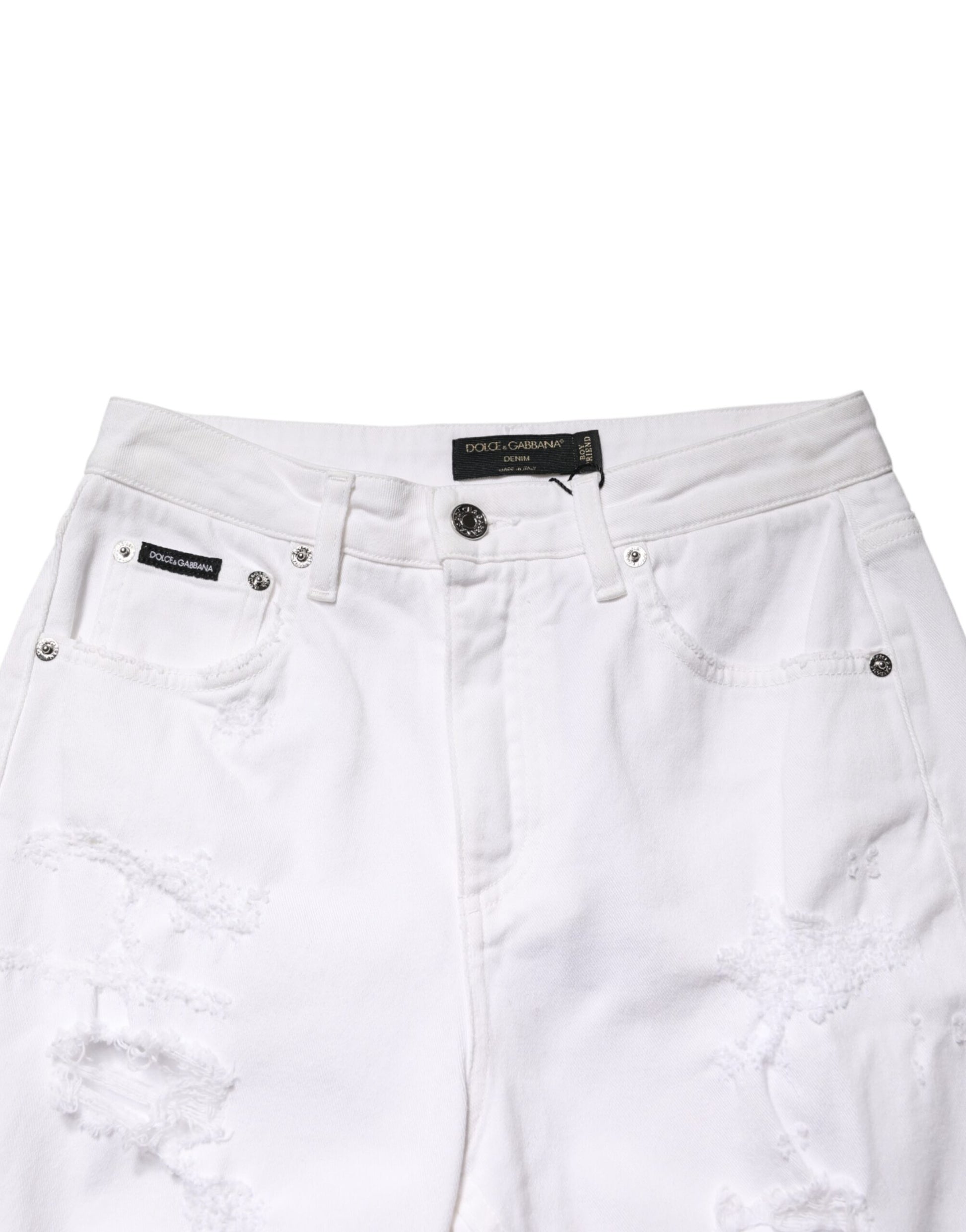 Jean en denim BOYFRIEND en coton blanc vieilli Dolce & Gabbana
