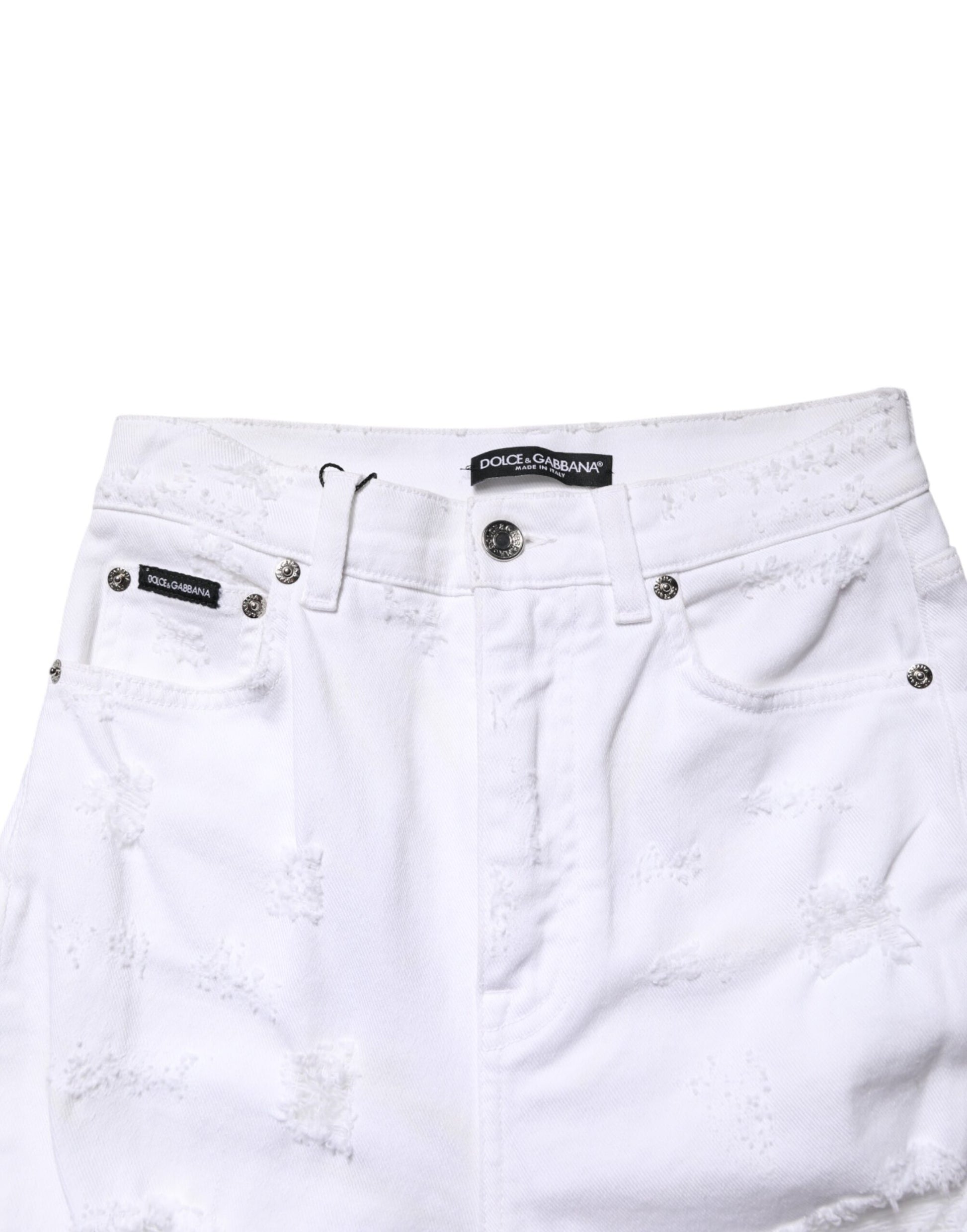 Dolce & Gabbana White High Waisted Jeans for Women side view