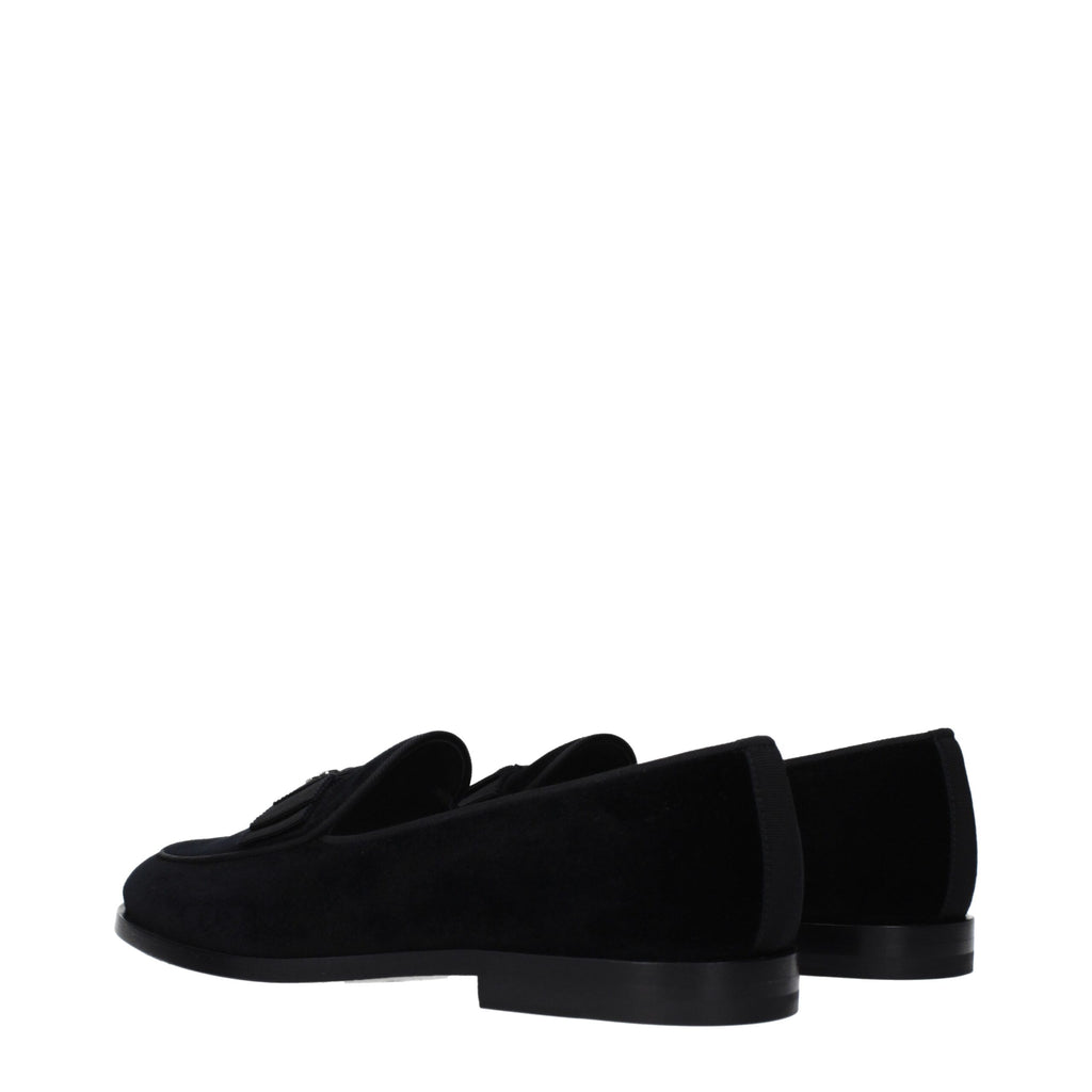 Dolce & Gabbana Black Velvet Slip-On Loafers