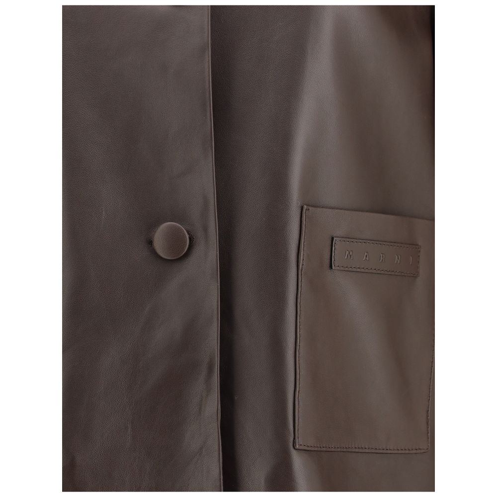 Marni Brown Leather Jackets for Women detail view