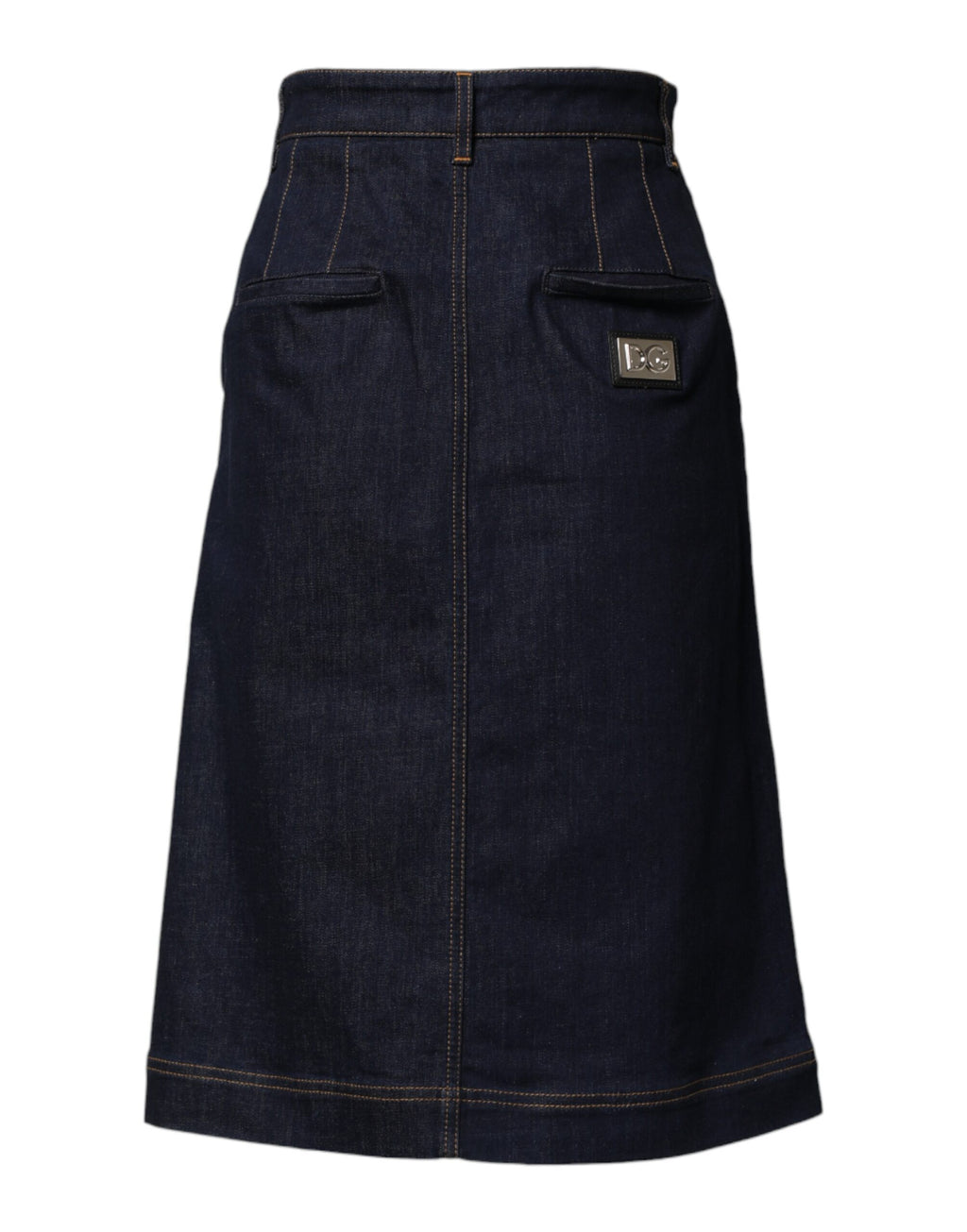 Jupe mi-longue en jean trapèze en coton bleu foncé Dolce & Gabbana
