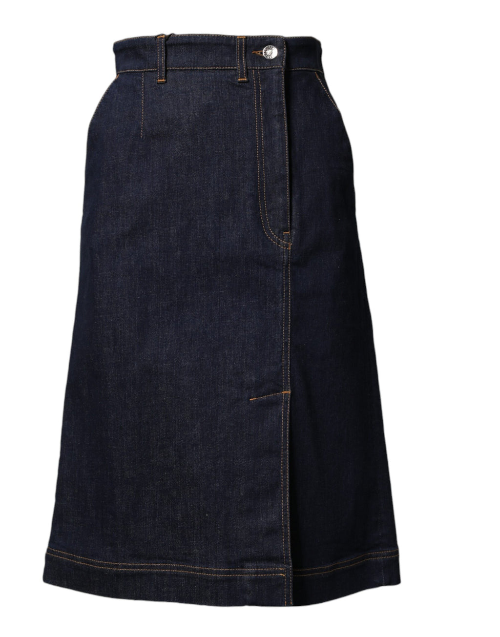 Jupe mi-longue en jean trapèze en coton bleu foncé Dolce & Gabbana