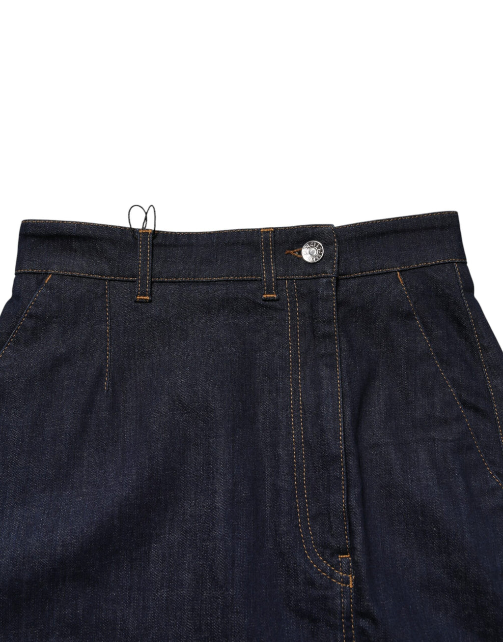 Jupe mi-longue en jean trapèze en coton bleu foncé Dolce & Gabbana