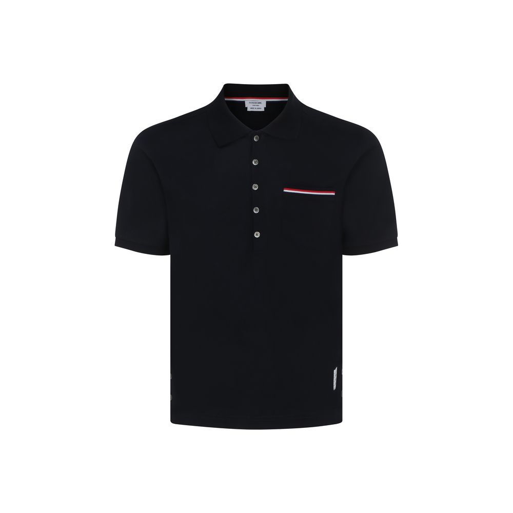 Polo en coton bleu Thom Browne