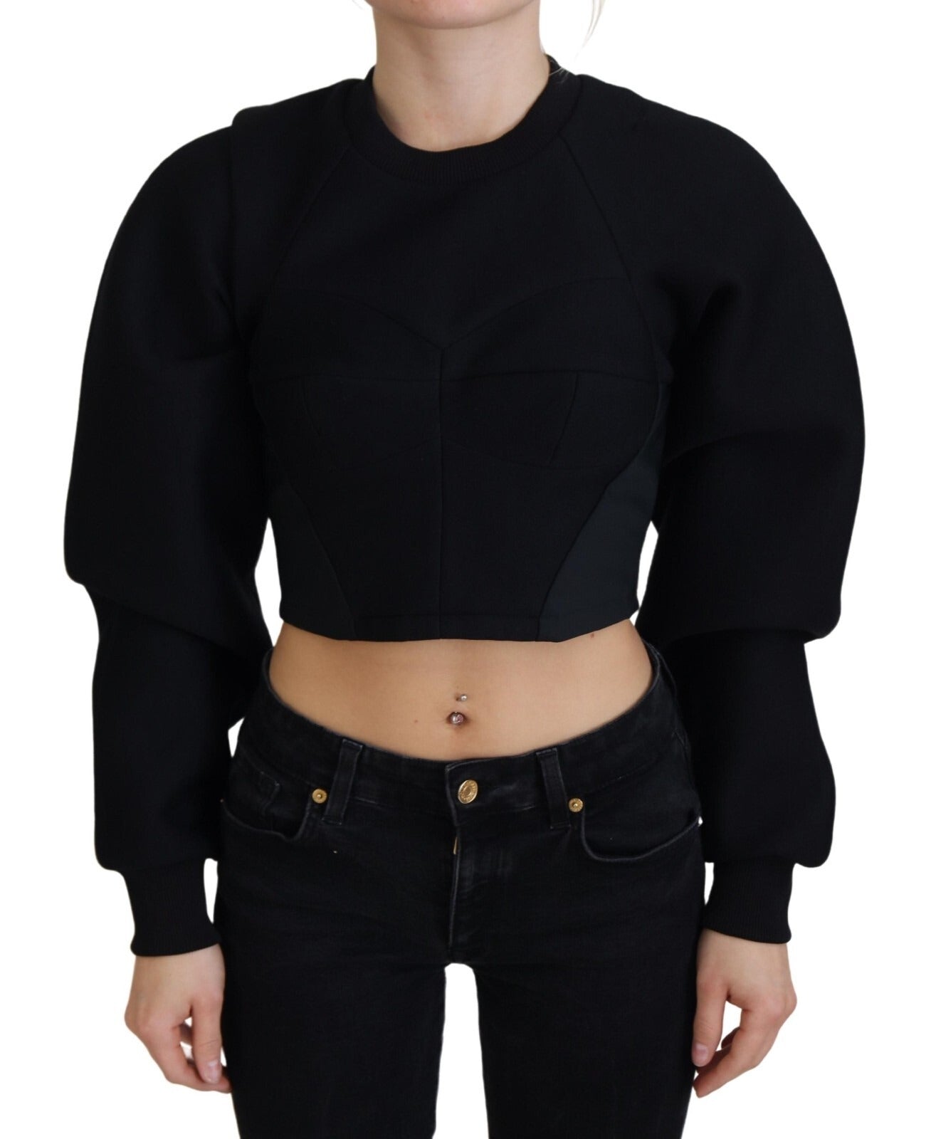 Sweat-shirt court noir avec fermeture éclair au dos Philosophy