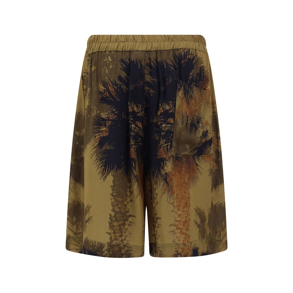 Laneus Brown Viscose Bermuda Shorts