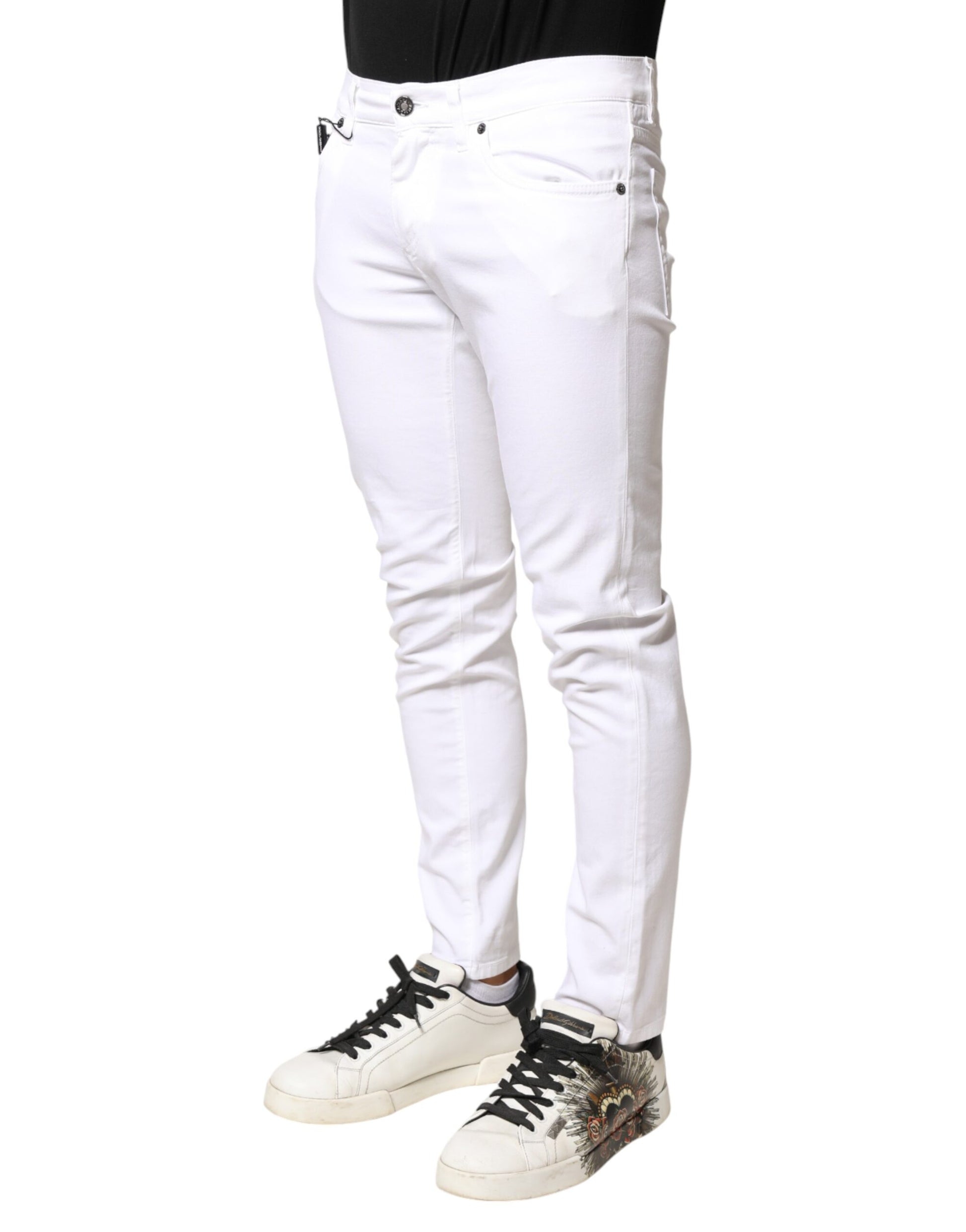 Dolce & Gabbana White Skinny Jeans for Men detail view