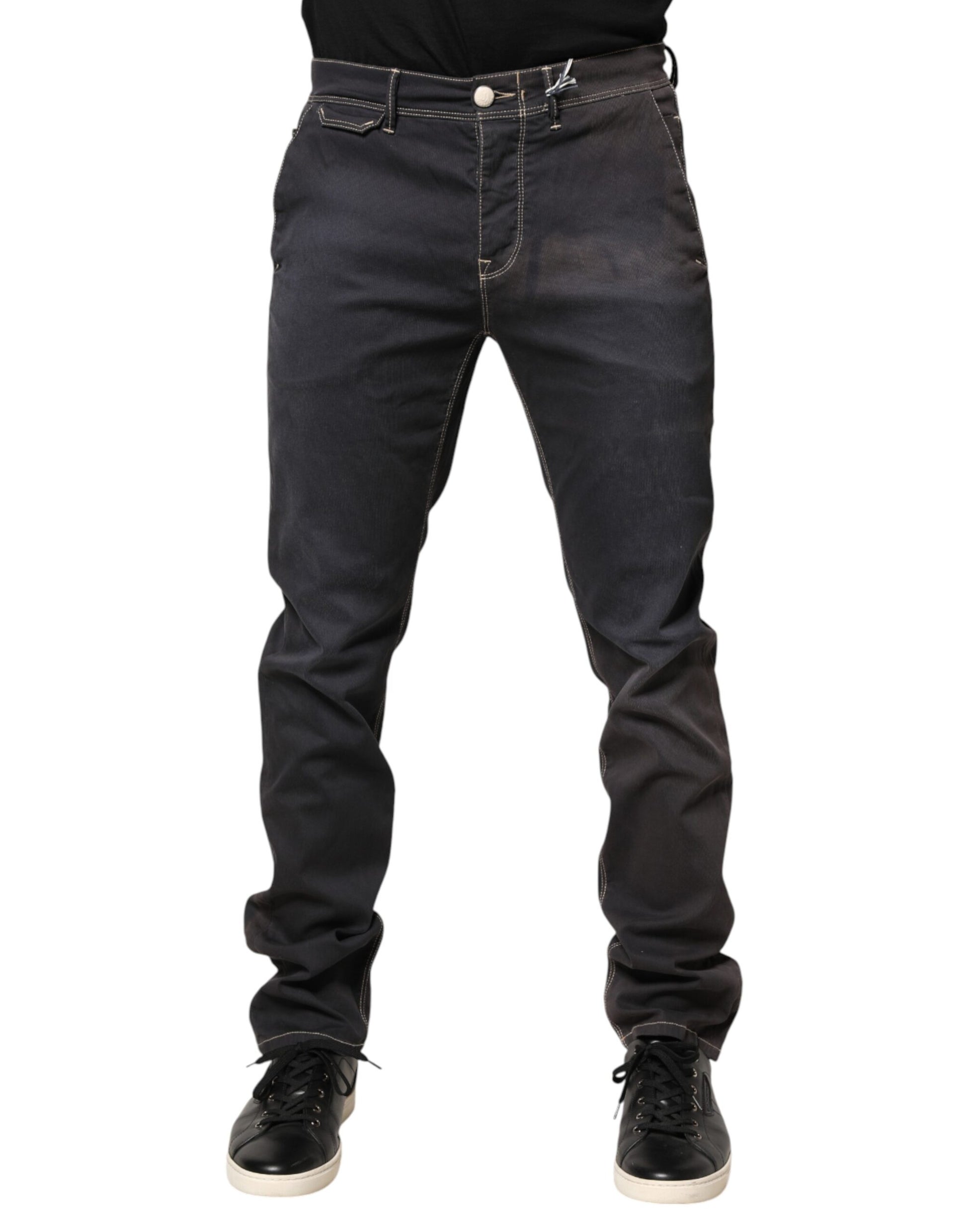 Jeckerson Jean coupe skinny taille mi-haute pour homme gris foncé
