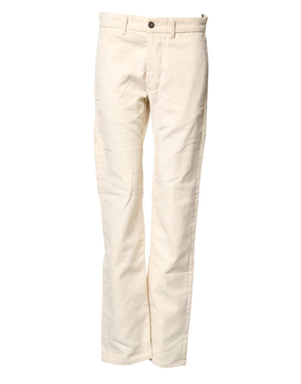 Fortela Off White Cotton Straight Men Corduroy Chino Trouser Pants