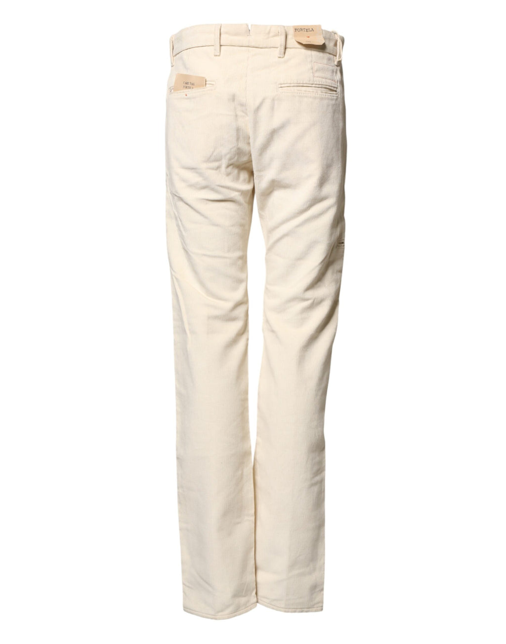 Fortela Off White Cotton Straight Men Corduroy Chino Trouser Pants