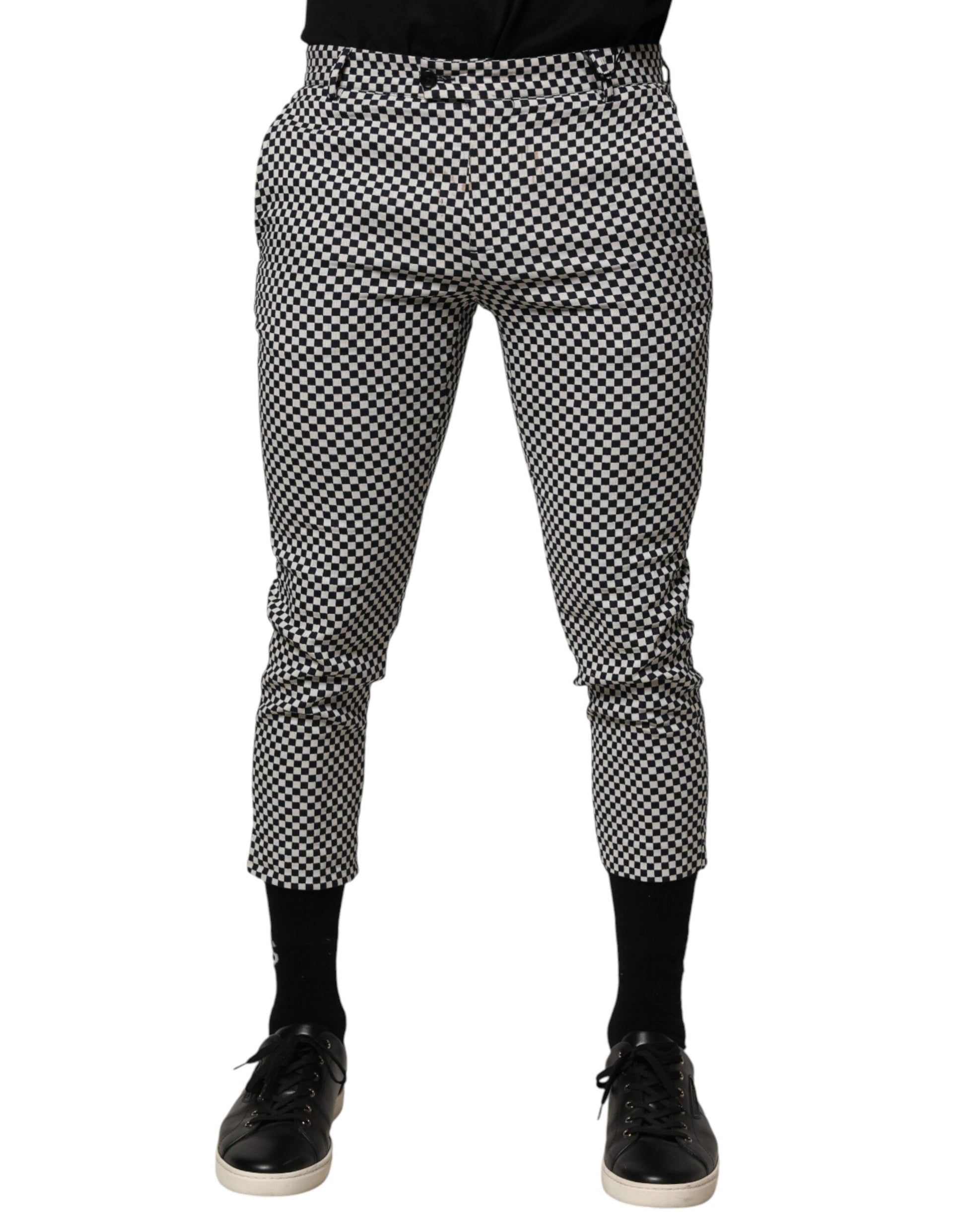 Pantalon court à carreaux noirs et blancs pour homme Daniele Alessandrini