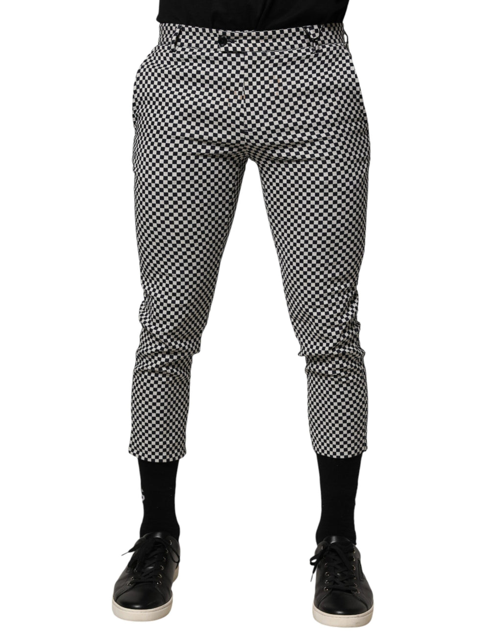 Pantalon court à carreaux noirs et blancs pour homme Daniele Alessandrini