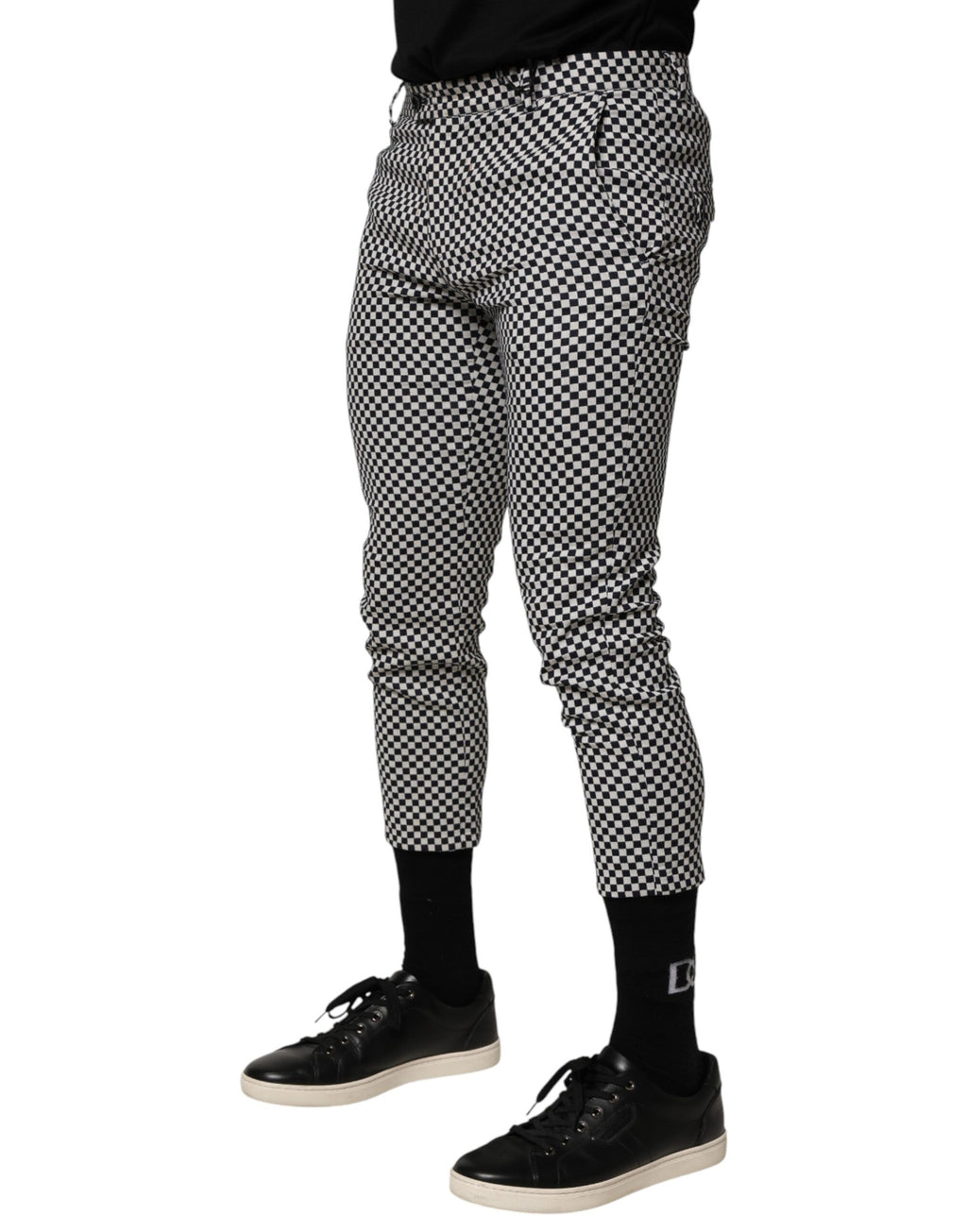 Pantalon court à carreaux noirs et blancs pour homme Daniele Alessandrini
