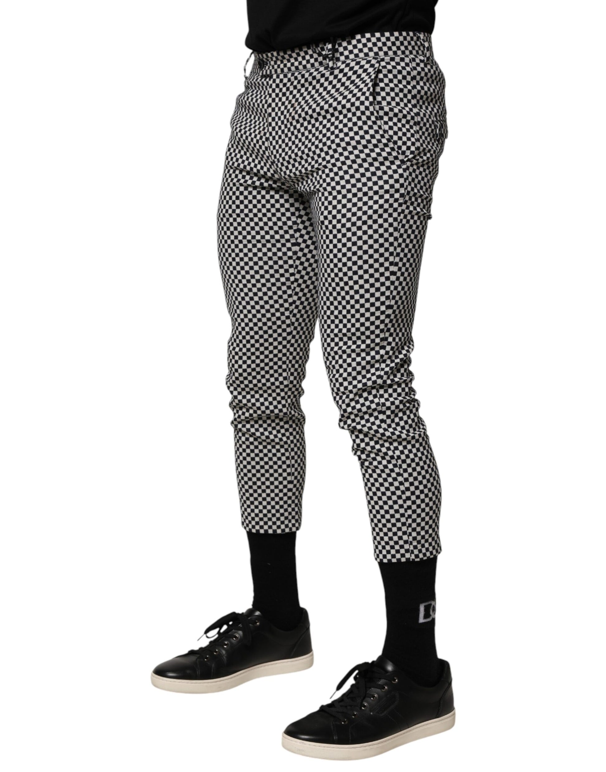 Pantalon court à carreaux noirs et blancs pour homme Daniele Alessandrini