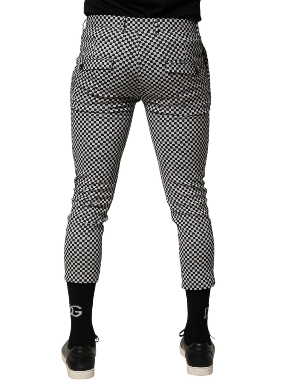 Pantalon court à carreaux noirs et blancs pour homme Daniele Alessandrini
