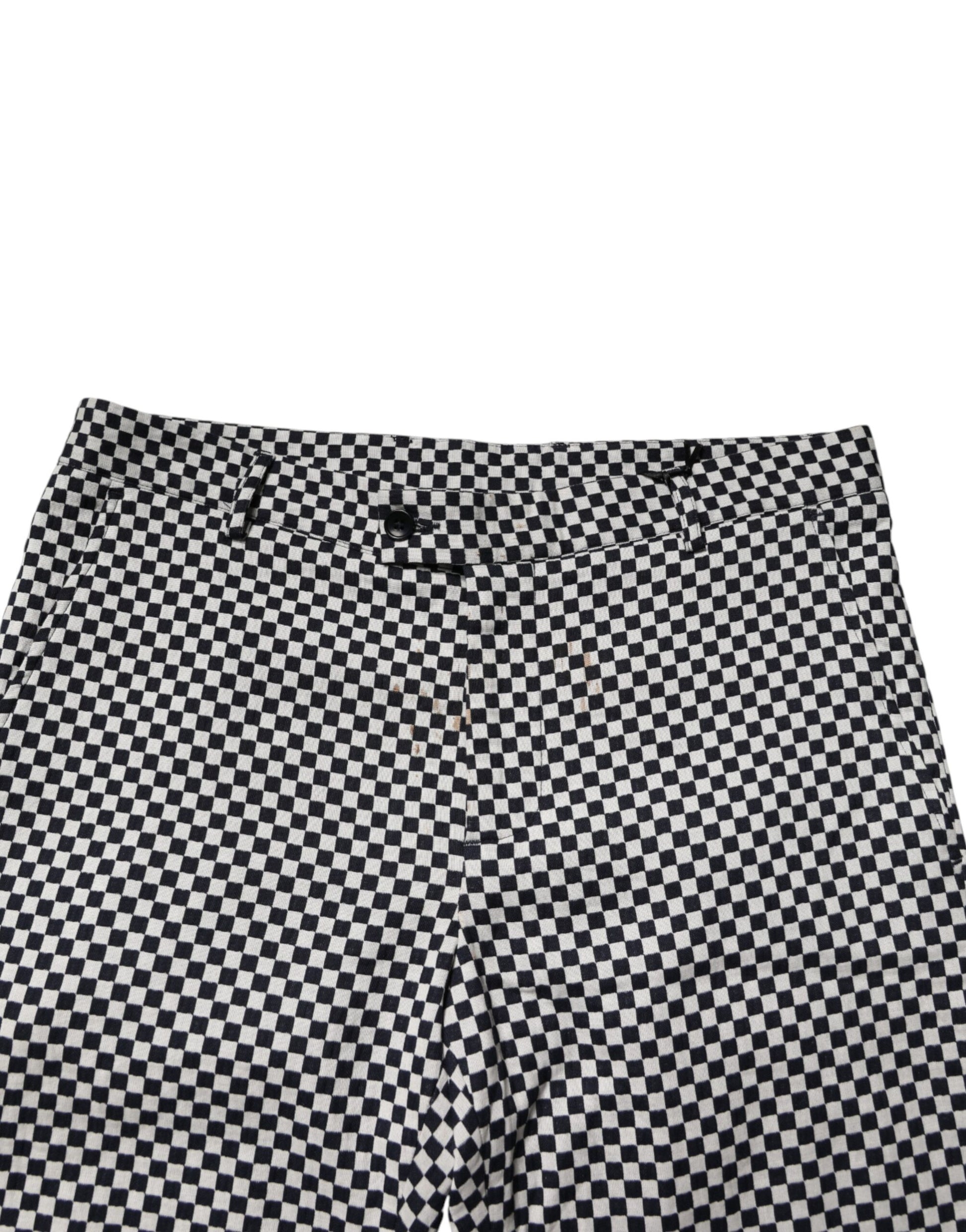 Pantalon court à carreaux noirs et blancs pour homme Daniele Alessandrini