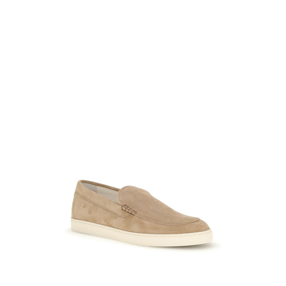 Mocassins à enfiler Brunello Cucinelli en cuir de veau beige Bos Taurus