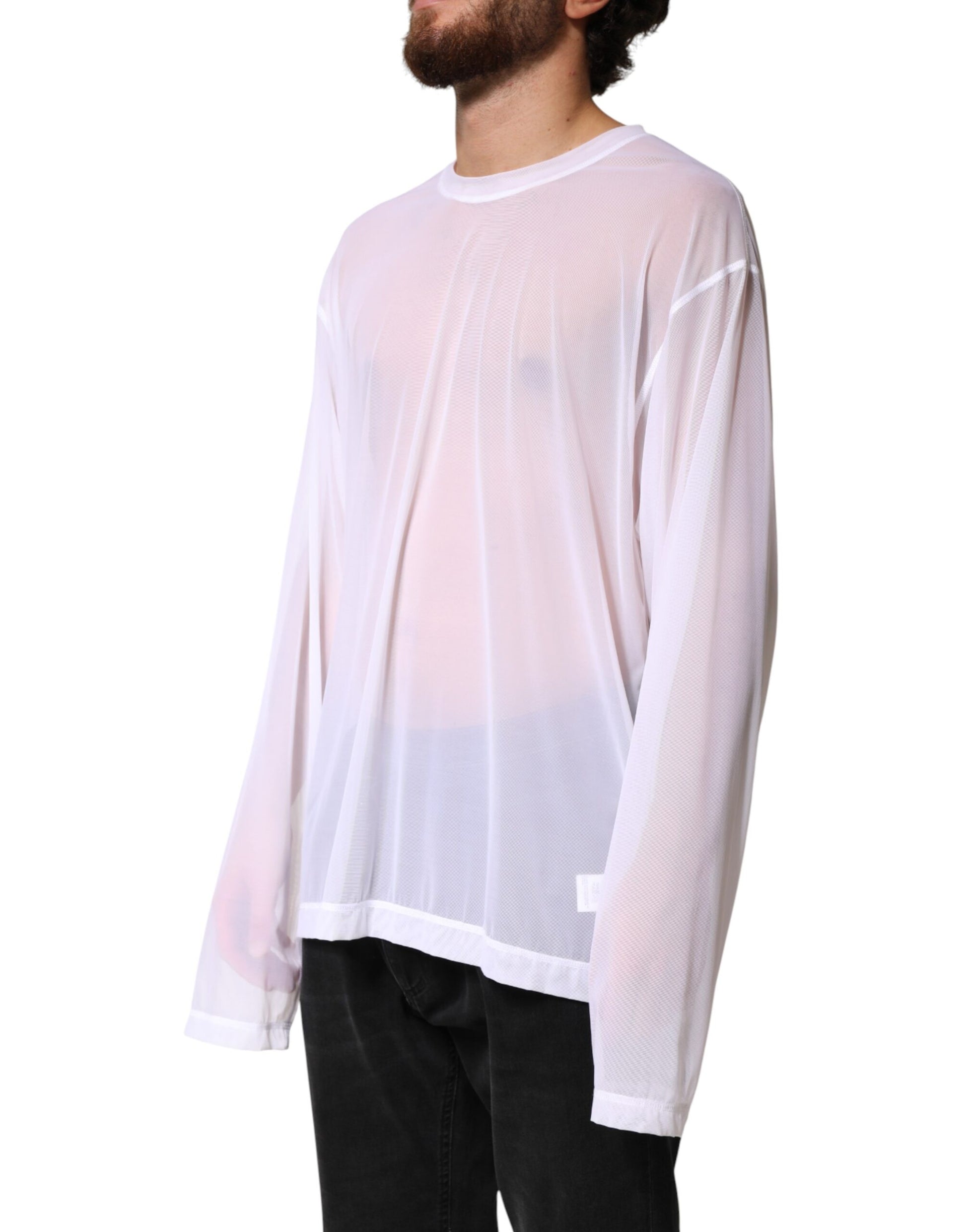 Dolce & Gabbana White Long Sleeve T-Shirt for Men detail view