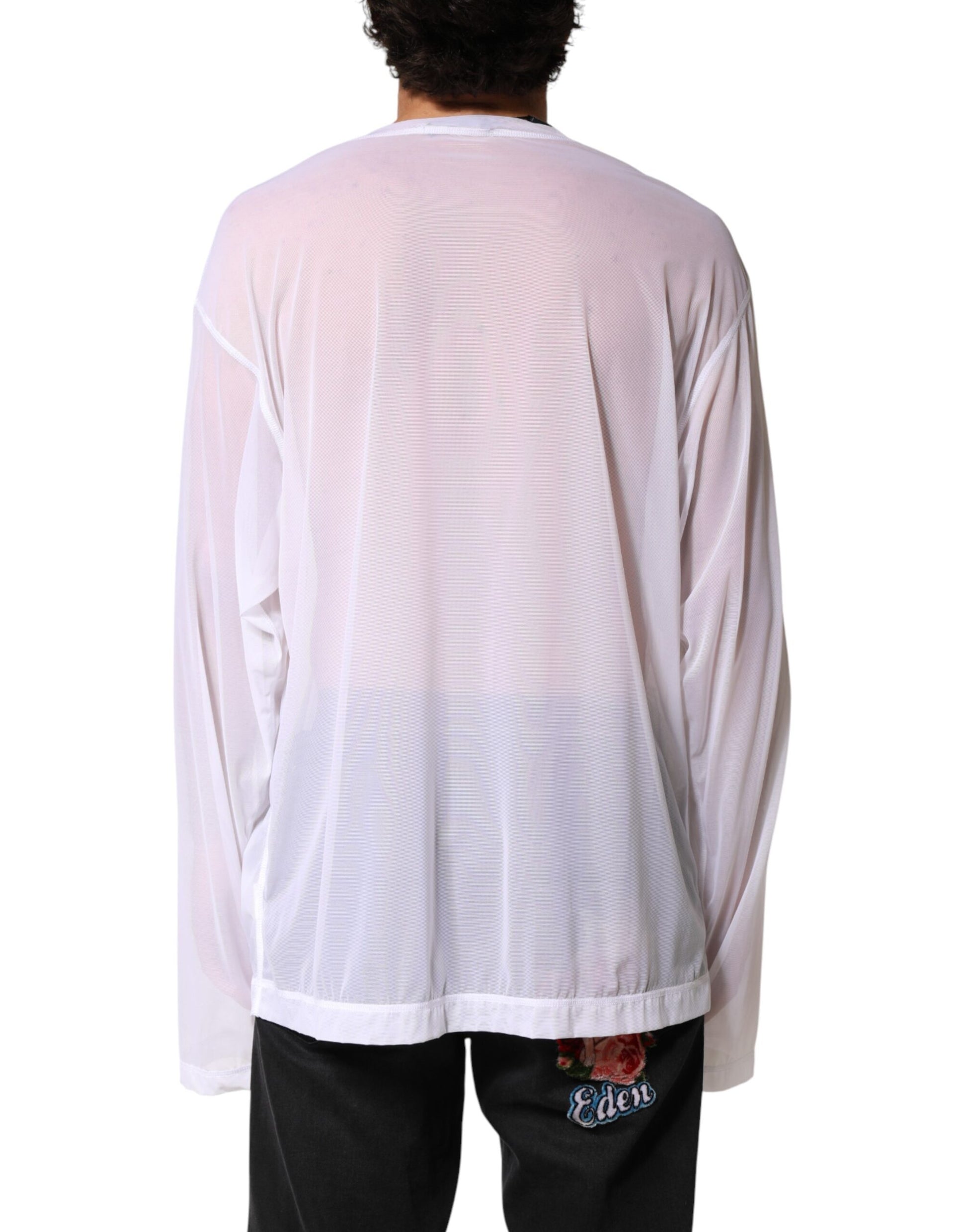 Dolce & Gabbana White Long Sleeve T-Shirt for Men side view
