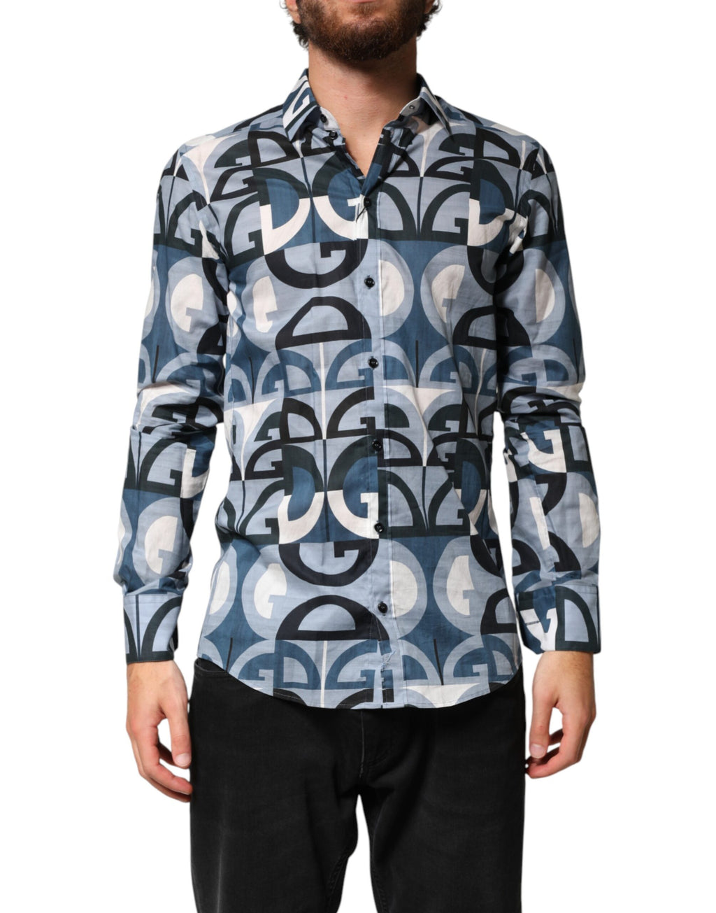 Chemise décontractée à manches longues avec logo Blue MARTINI Dolce & Gabbana