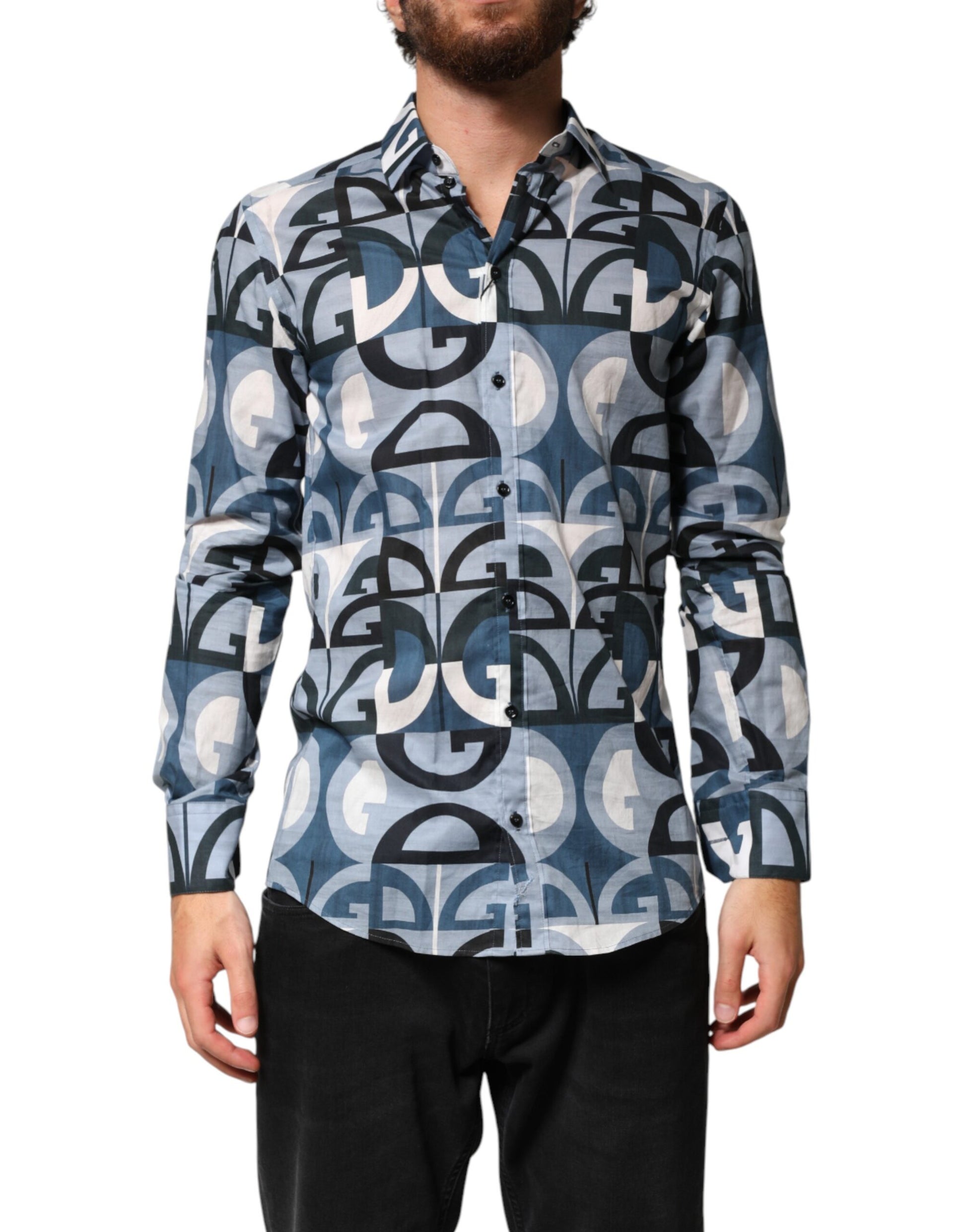Chemise décontractée à manches longues avec logo Blue MARTINI Dolce & Gabbana