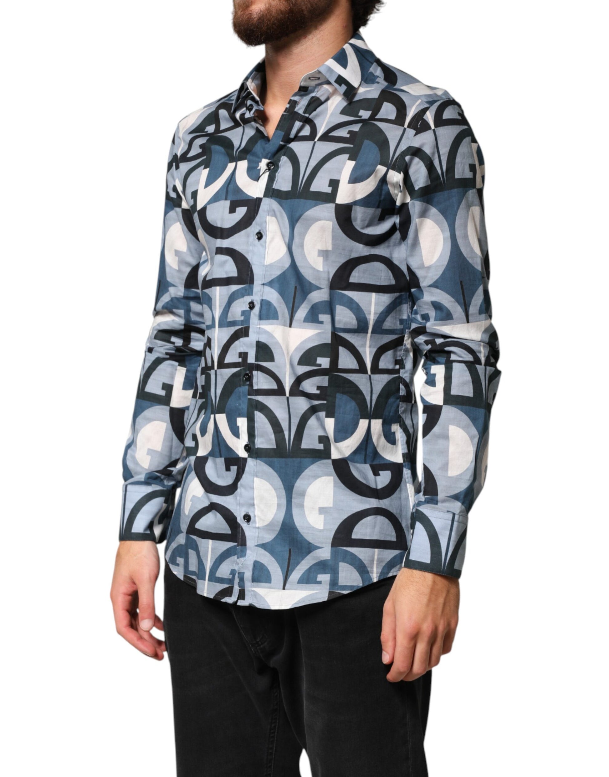Chemise décontractée à manches longues avec logo Blue MARTINI Dolce & Gabbana