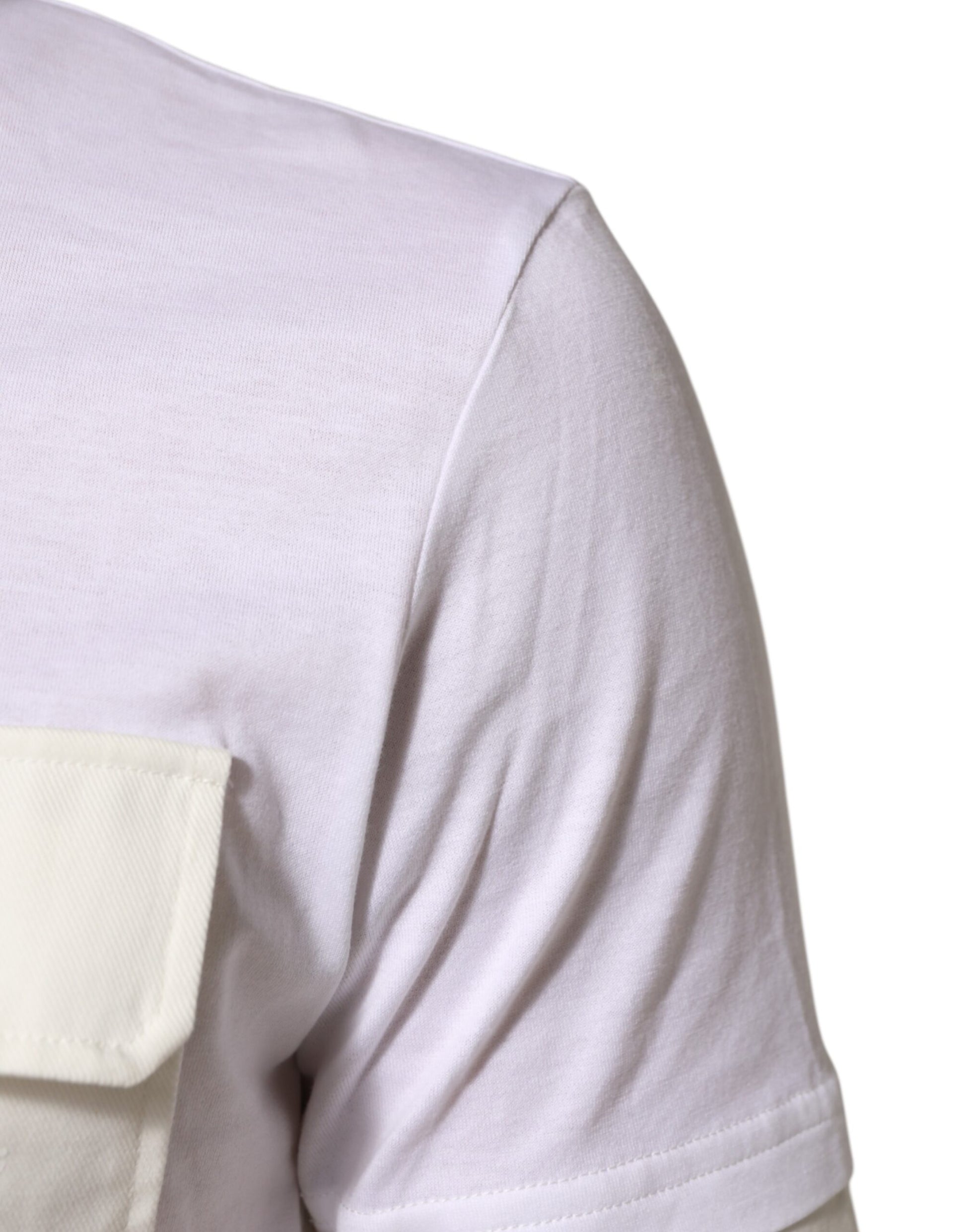 Dolce & Gabbana White Cotton Pocket Short Sleeves T-shirt