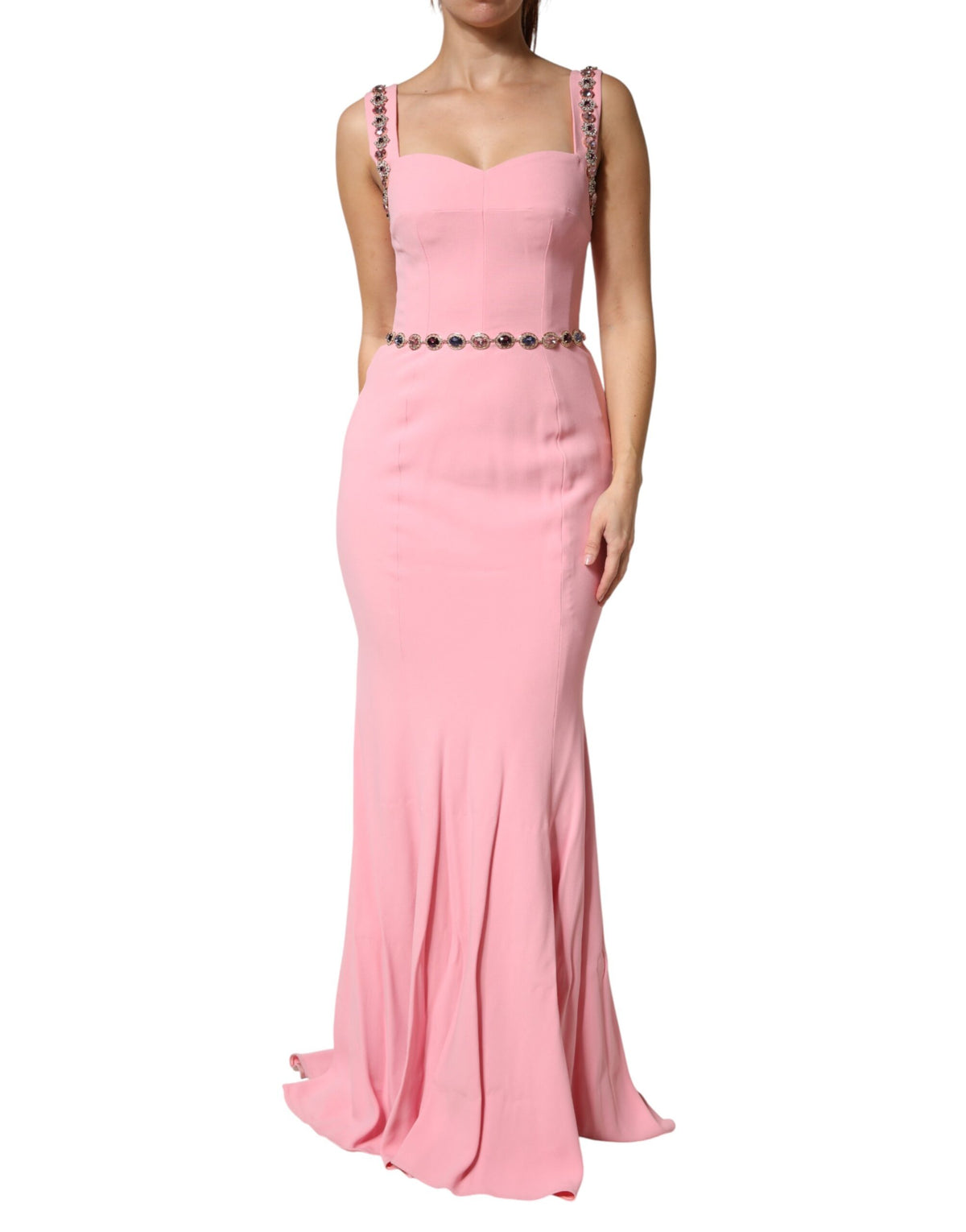 Dolce & Gabbana Pink Crystal Etui Meerjungfrau Langes Abendkleid