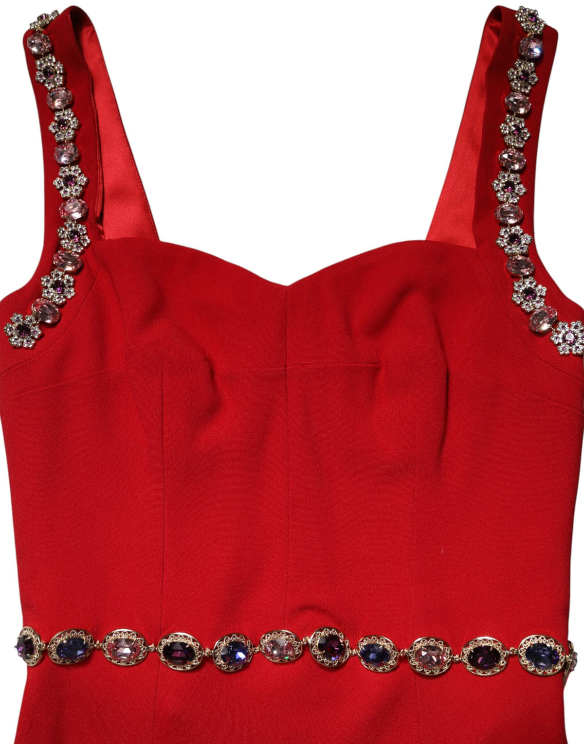 Dolce & Gabbana Rotes Kristalle Etui Meerjungfrau Langes Abendkleid