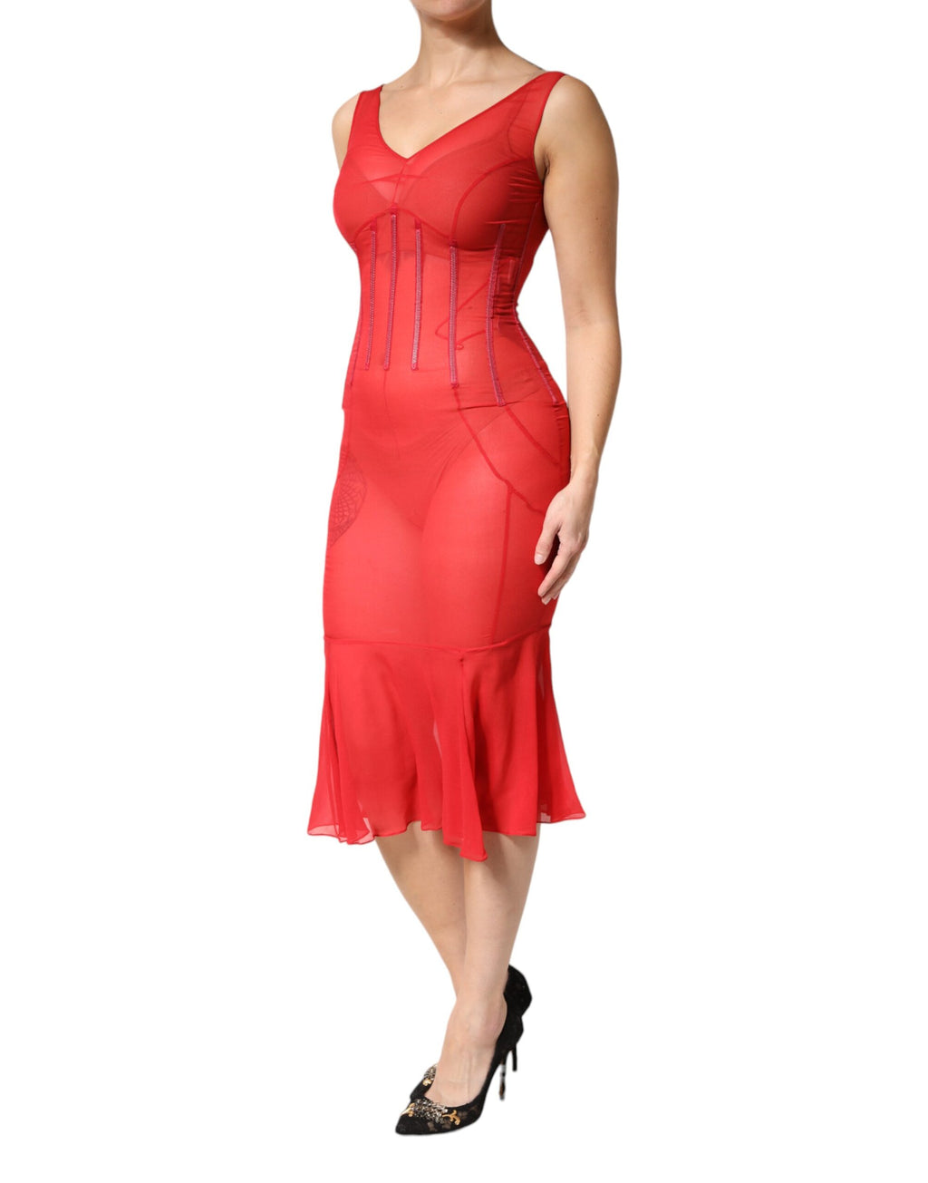 Dolce & Gabbana Red Midi Dress for Women detail view