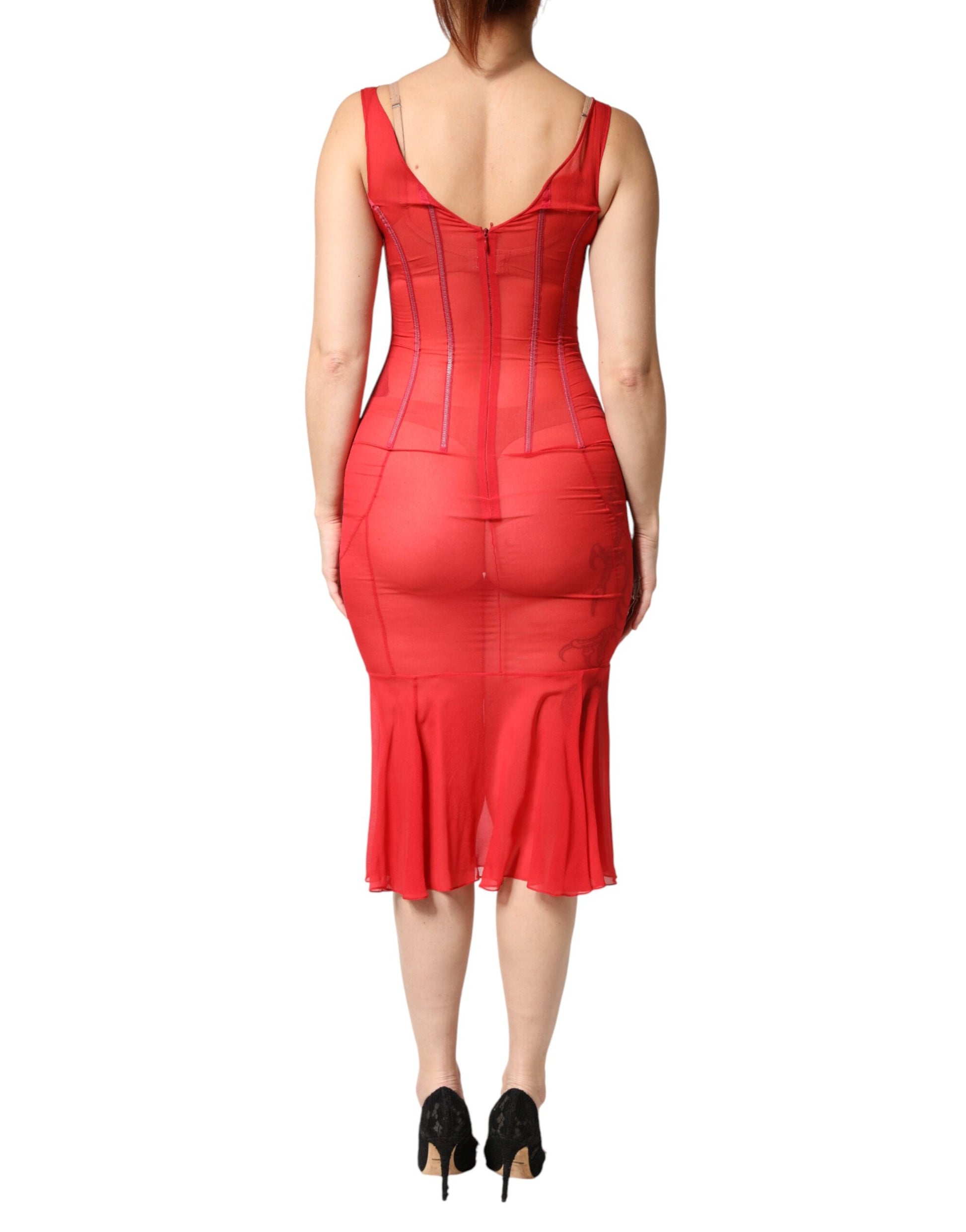 Dolce & Gabbana Red Midi Dress for Women side view