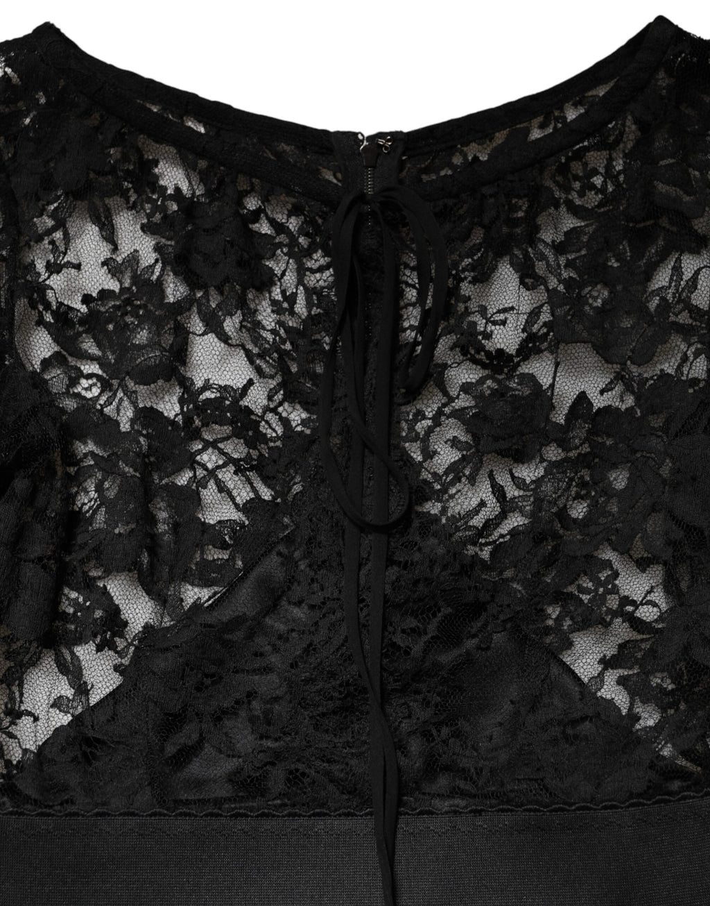 Robe Midi Fourreau en Coton et Dentelle Noire Dolce & Gabbana